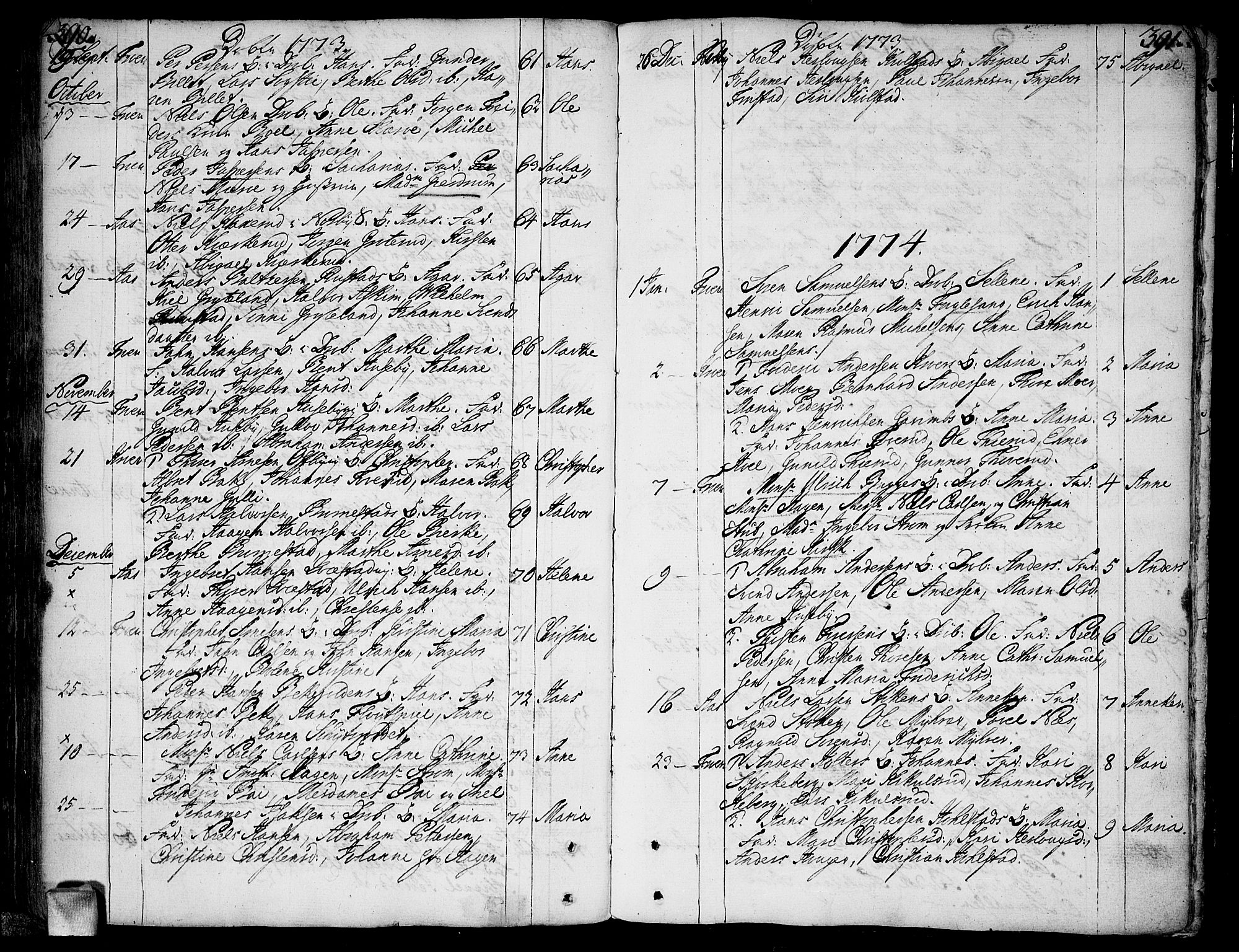 Ås prestekontor Kirkebøker, AV/SAO-A-10894/F/Fa/L0001: Parish register (official) no. I 1, 1742-1778, p. 390-391