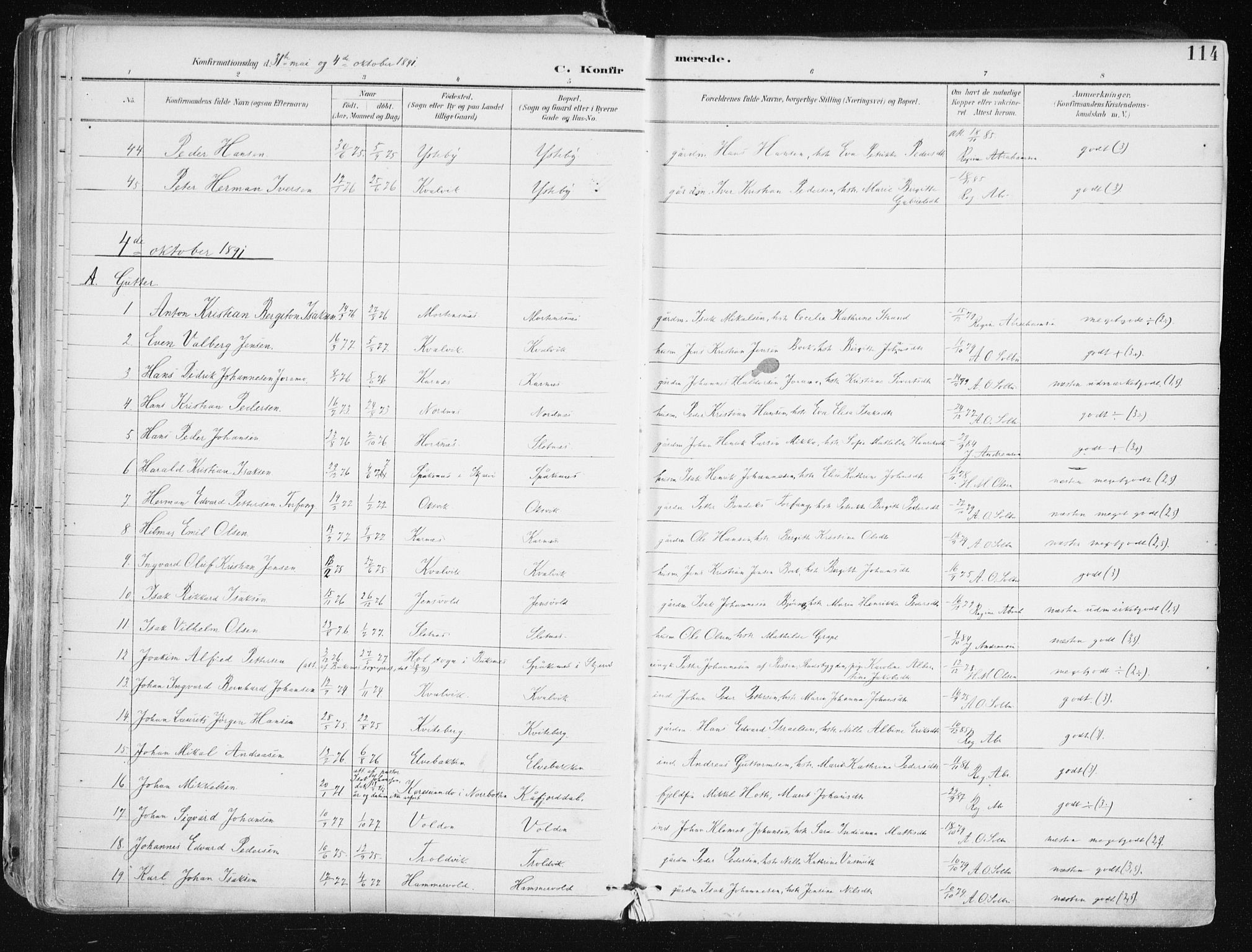 Lyngen sokneprestembete, SATØ/S-1289/H/He/Hea/L0008kirke: Parish register (official) no. 8, 1891-1902, p. 114