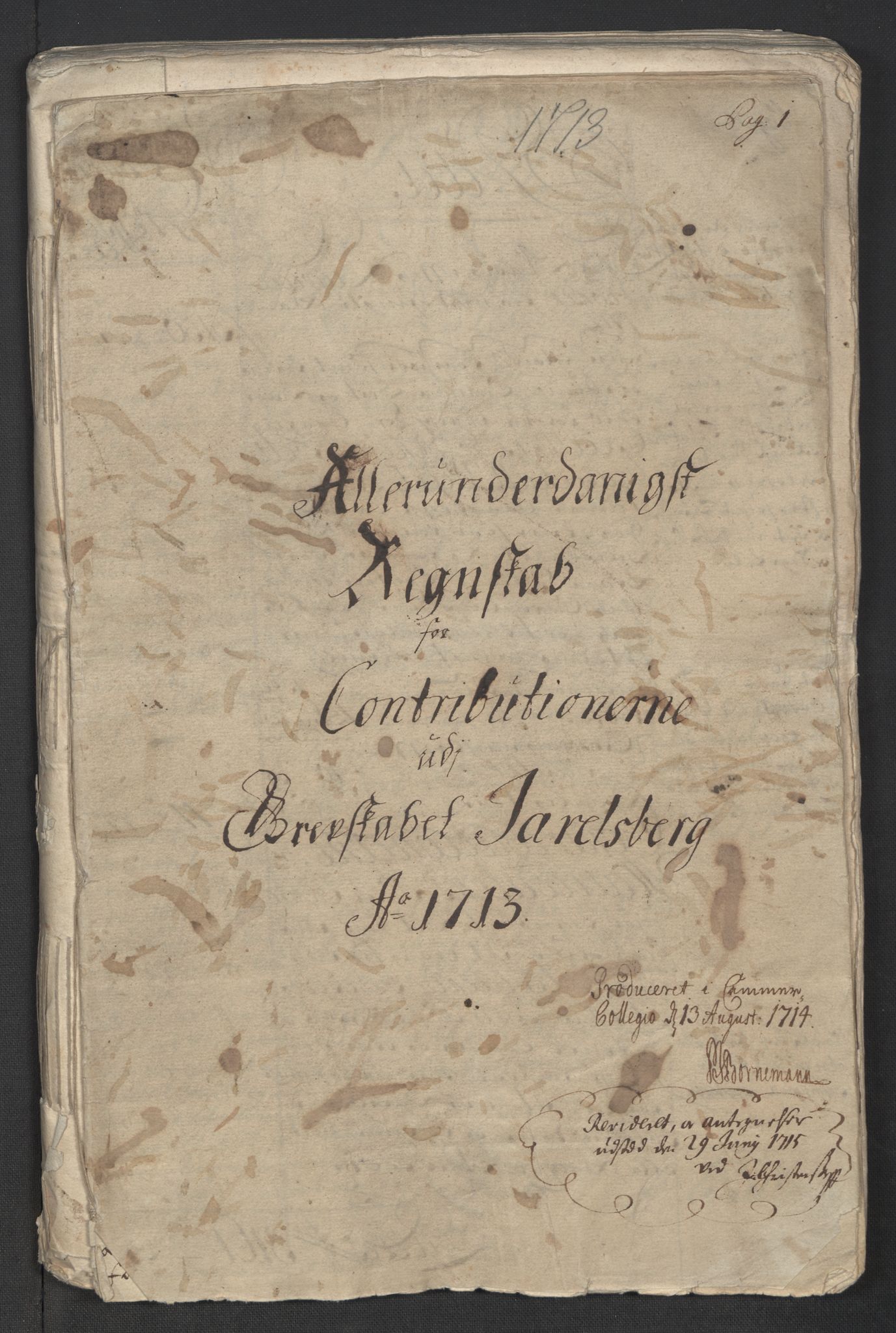 Rentekammeret inntil 1814, Reviderte regnskaper, Fogderegnskap, AV/RA-EA-4092/R32/L1878: Fogderegnskap Jarlsberg grevskap, 1713, p. 3