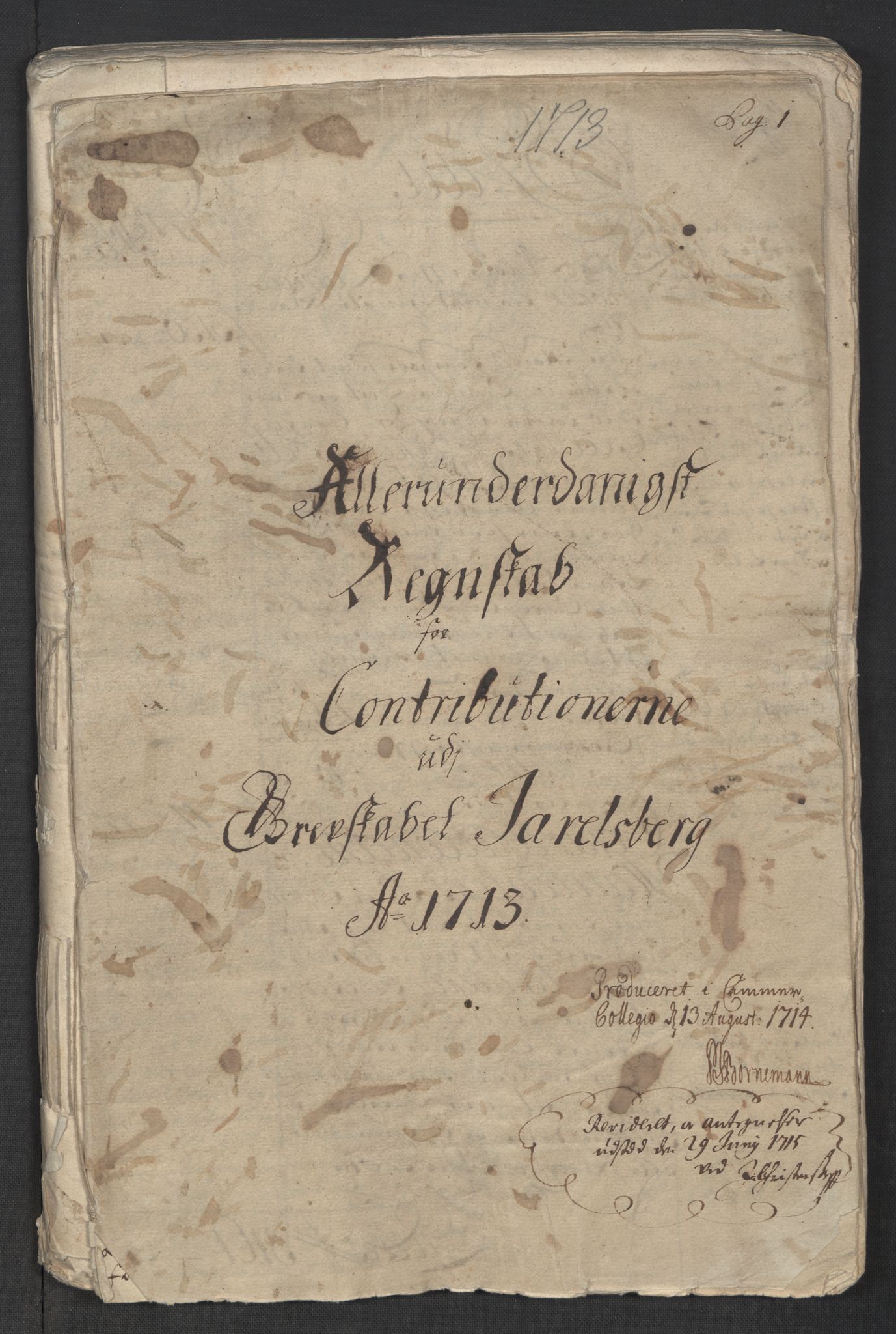 Rentekammeret inntil 1814, Reviderte regnskaper, Fogderegnskap, RA/EA-4092/R32/L1878: Fogderegnskap Jarlsberg grevskap, 1713, p. 3