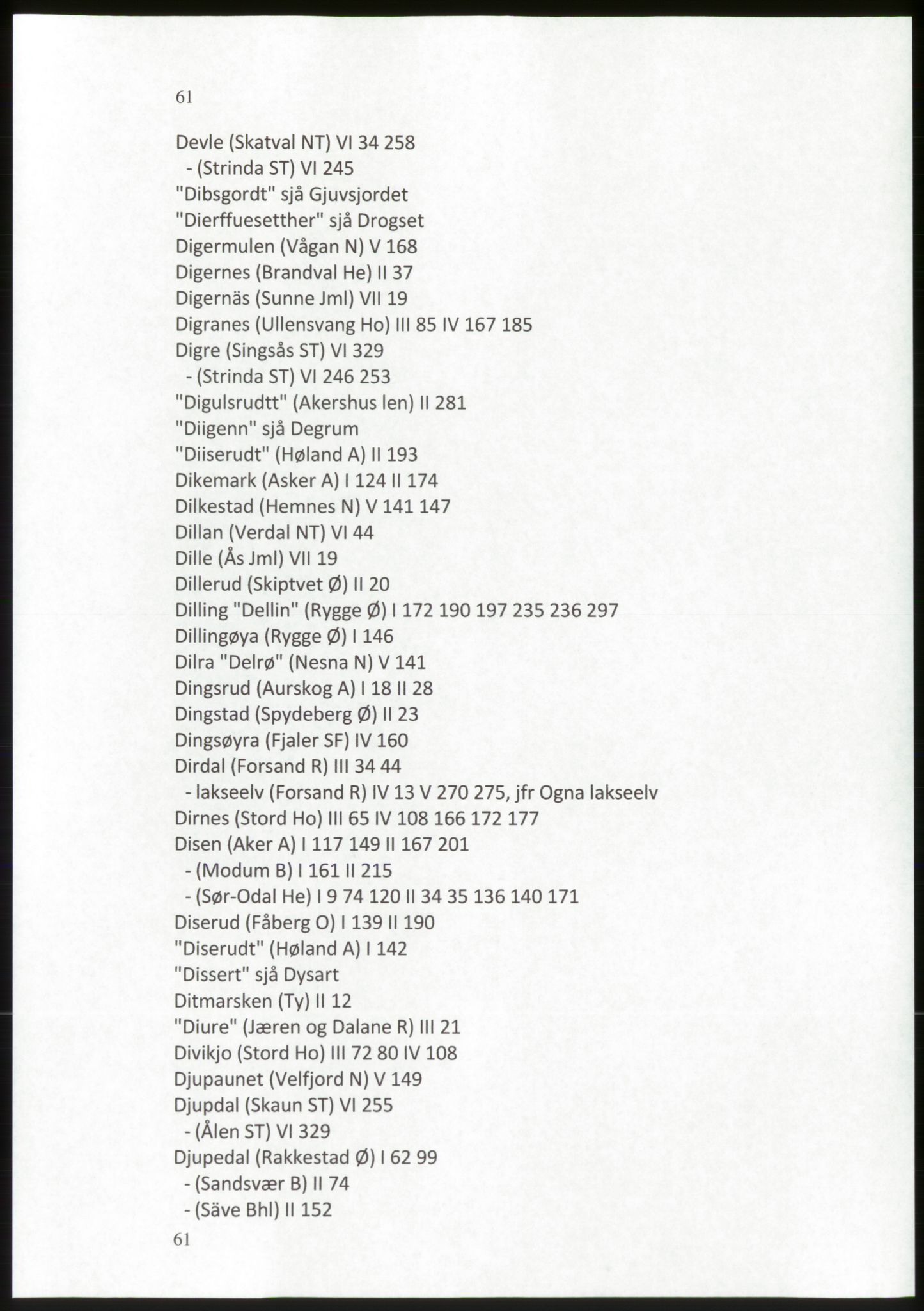 Publikasjoner utgitt av Arkivverket, PUBL/PUBL-001/C/0009: Stedsnavnregister, 1548-1567, p. 61