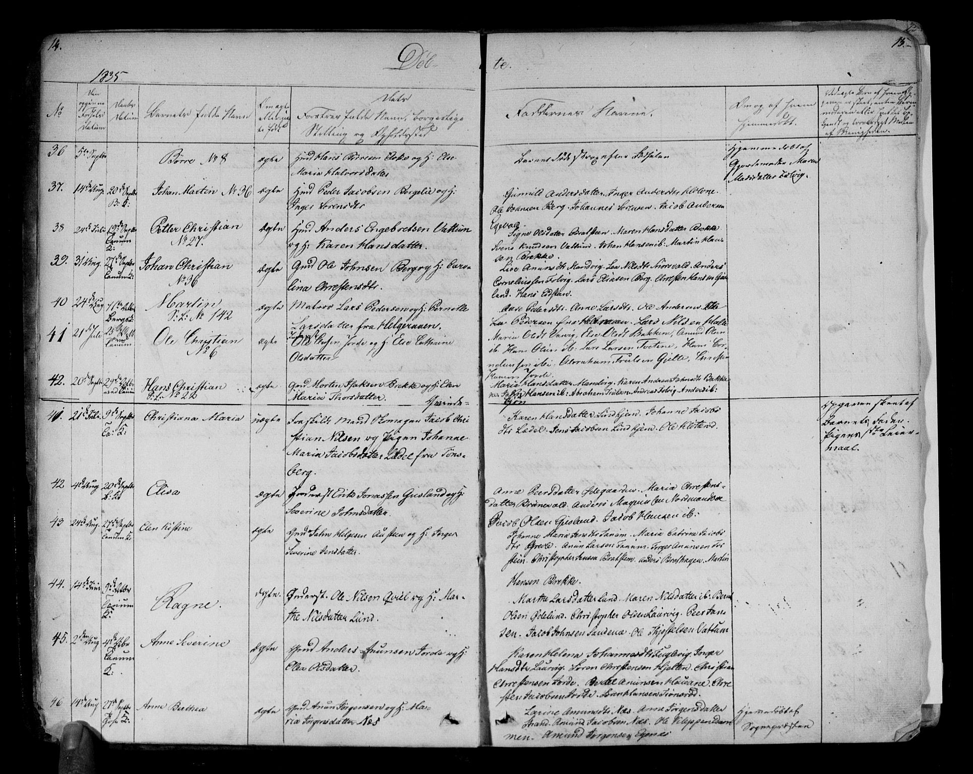 Brunlanes kirkebøker, AV/SAKO-A-342/F/Fa/L0003: Parish register (official) no. I 3, 1834-1845, p. 14-15