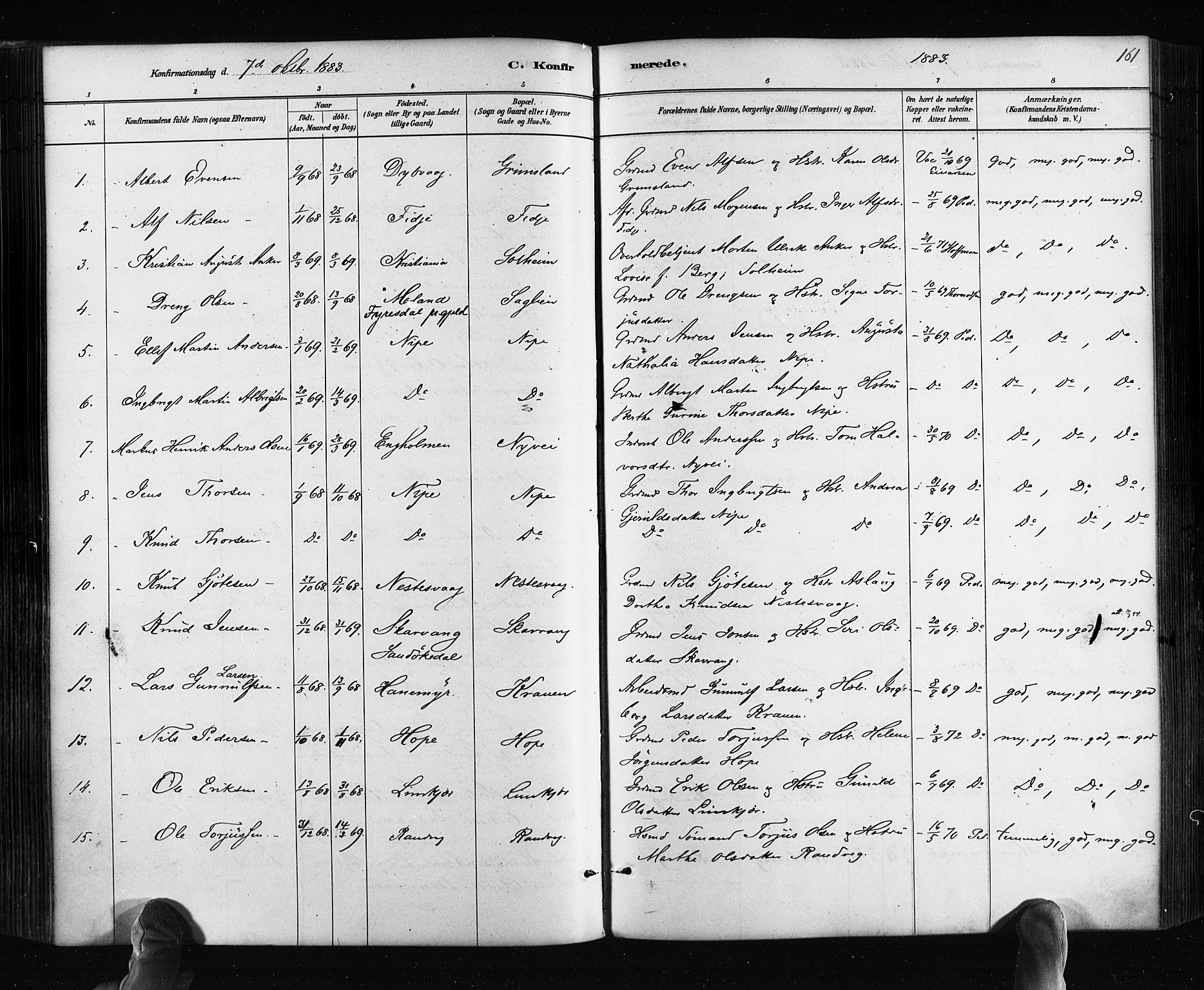 Søndeled sokneprestkontor, AV/SAK-1111-0038/F/Fa/L0004: Parish register (official) no. A 4, 1880-1889, p. 161