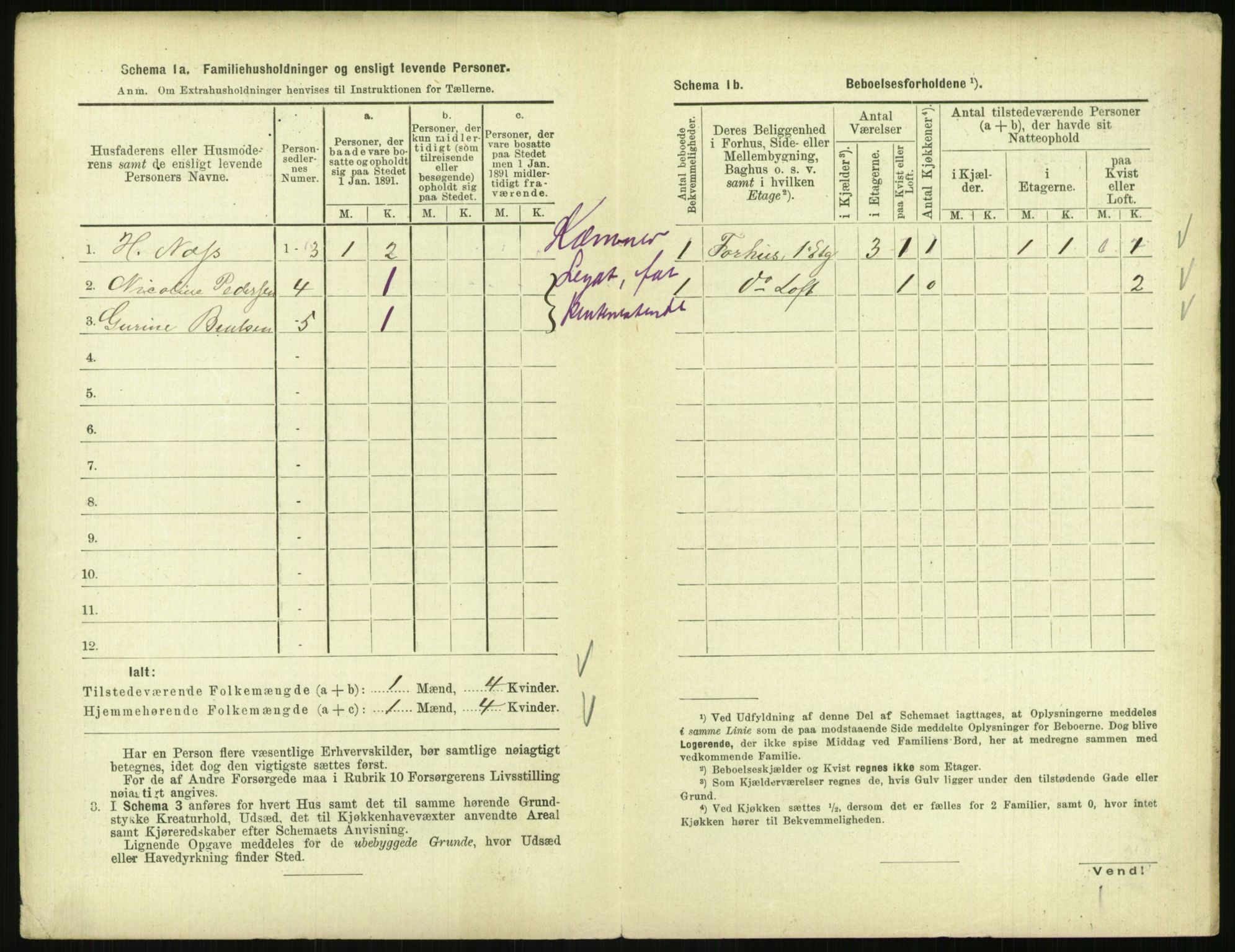 RA, 1891 census for 0903 Arendal, 1891, p. 175