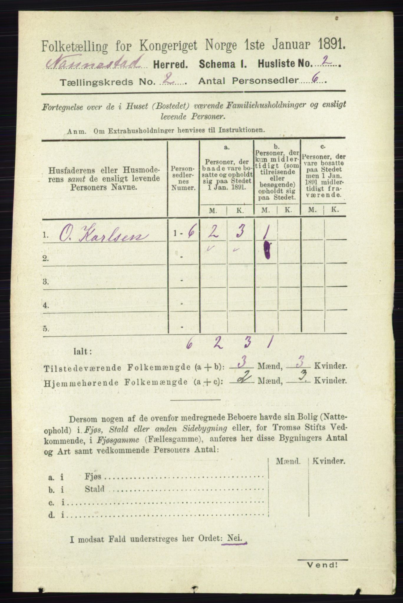 RA, 1891 census for 0238 Nannestad, 1891, p. 821