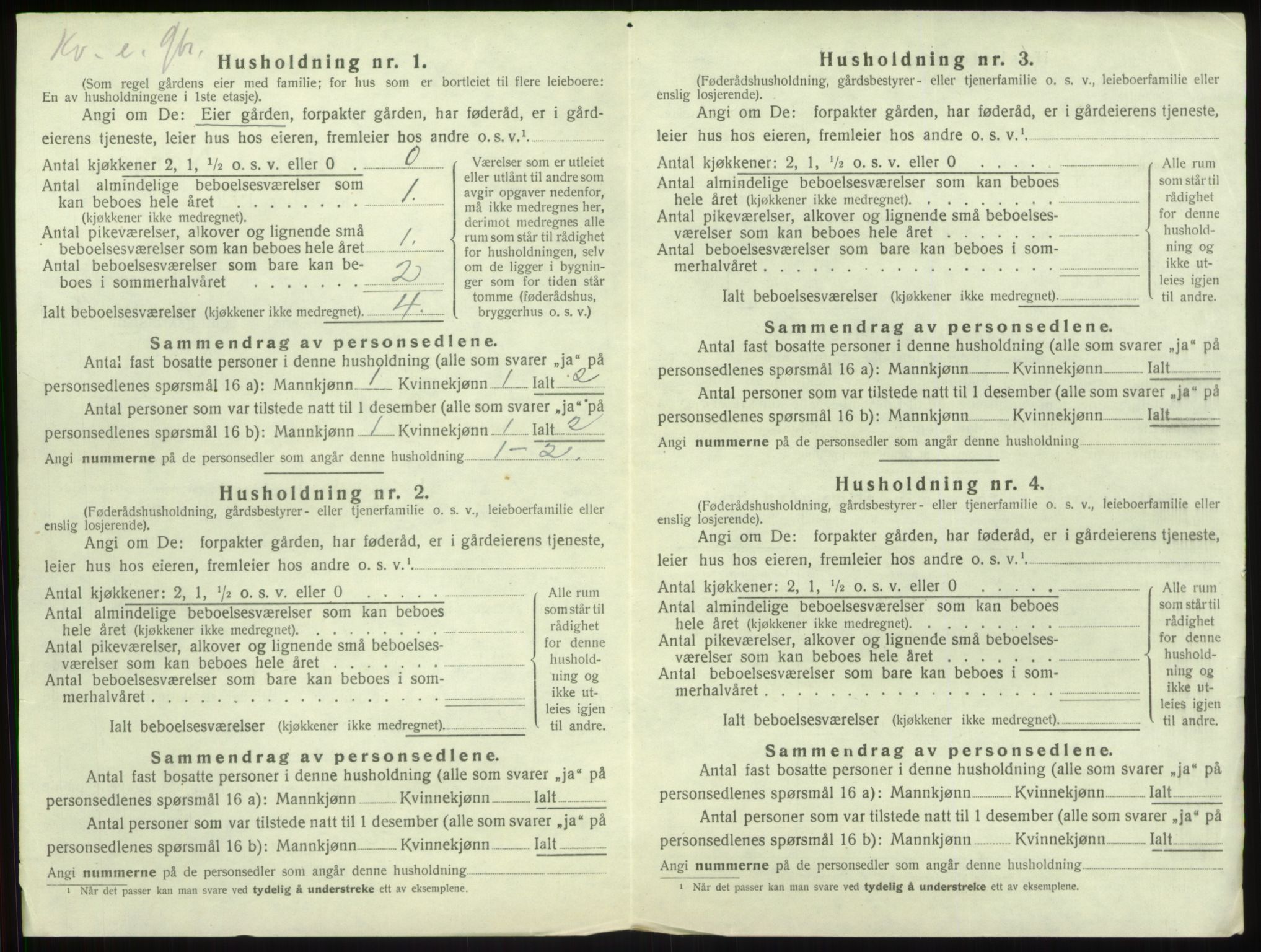 SAB, 1920 census for Vik, 1920, p. 1140