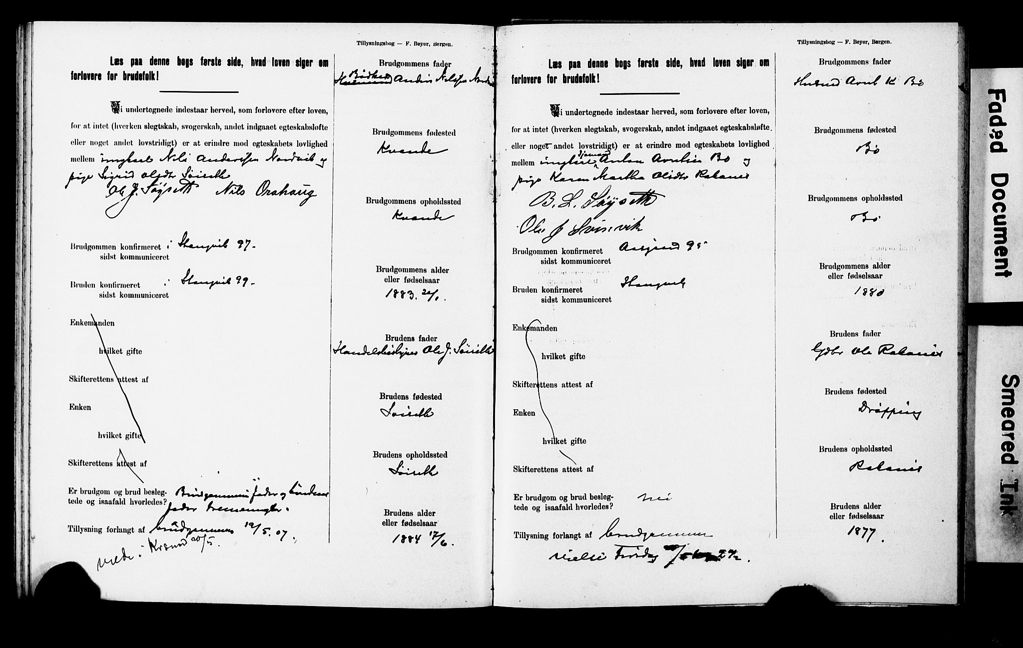 Ministerialprotokoller, klokkerbøker og fødselsregistre - Møre og Romsdal, AV/SAT-A-1454/592/L1028: Banns register no. 592A06, 1903-1909