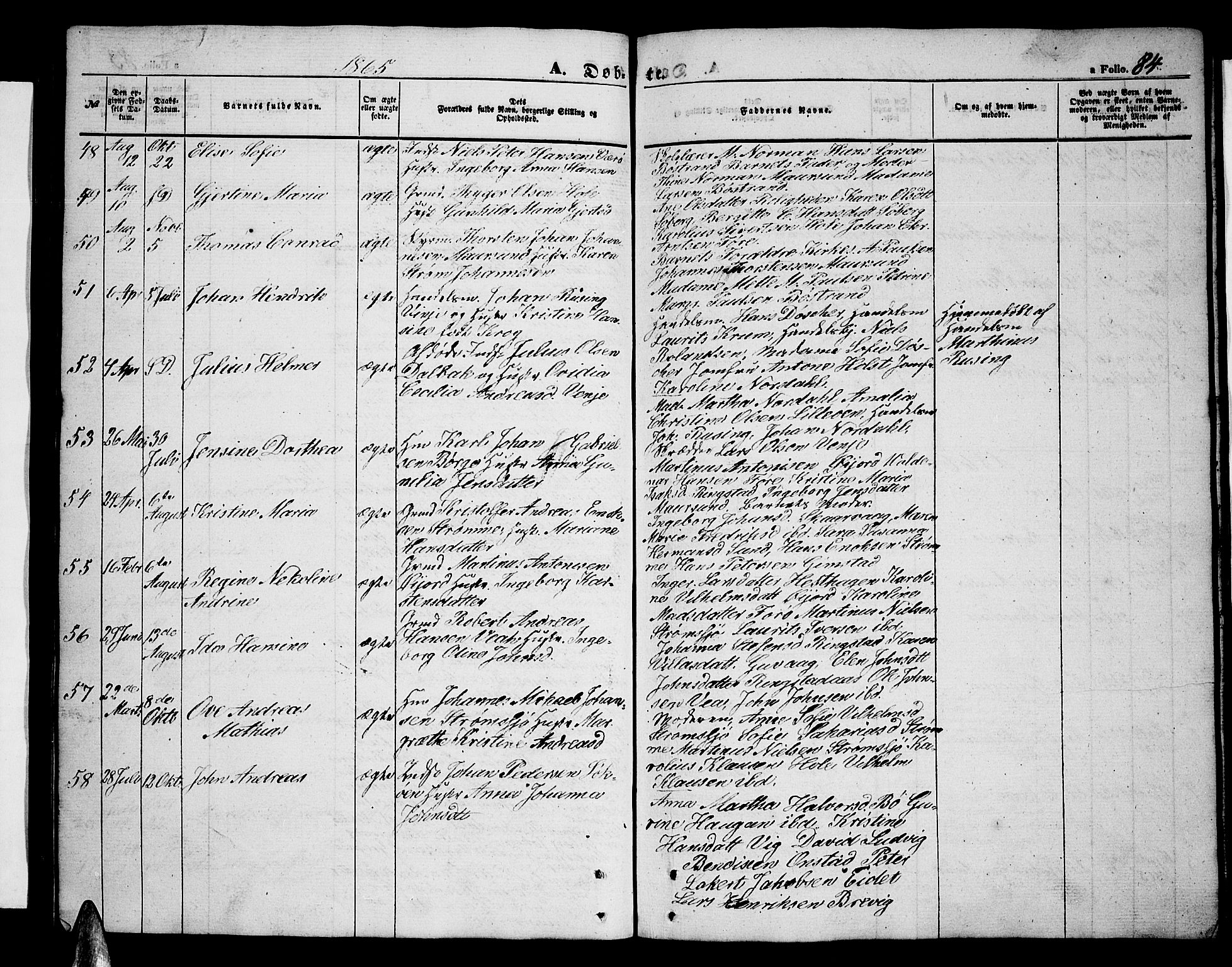 Ministerialprotokoller, klokkerbøker og fødselsregistre - Nordland, AV/SAT-A-1459/891/L1313: Parish register (copy) no. 891C02, 1856-1870, p. 84