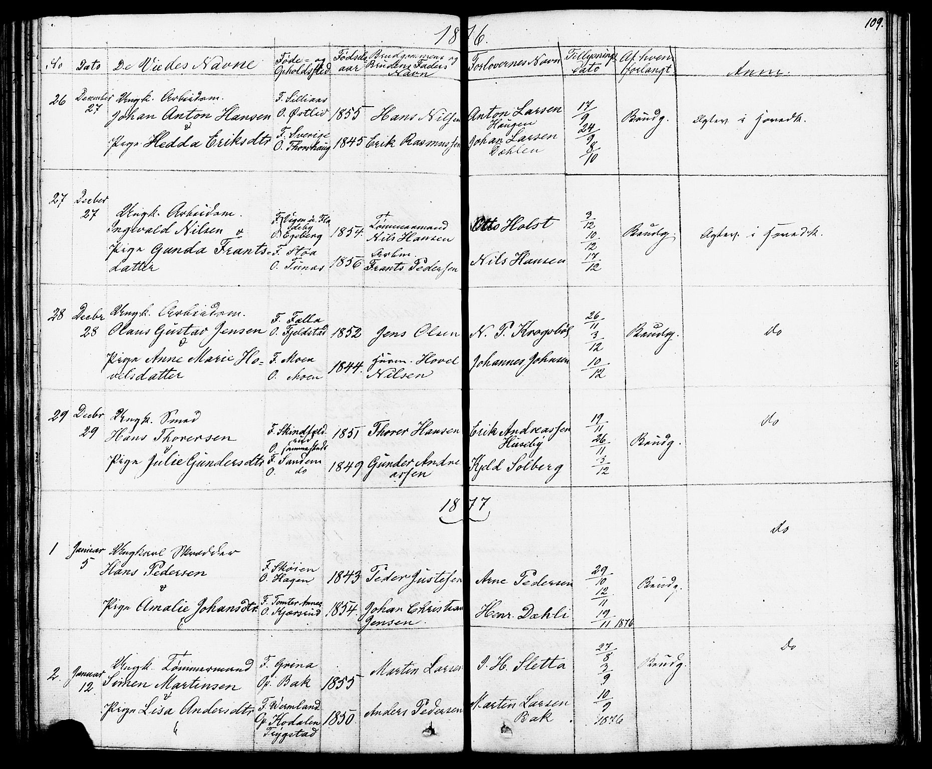 Enebakk prestekontor Kirkebøker, SAO/A-10171c/F/Fa/L0012: Parish register (official) no. I 12, 1832-1882, p. 109