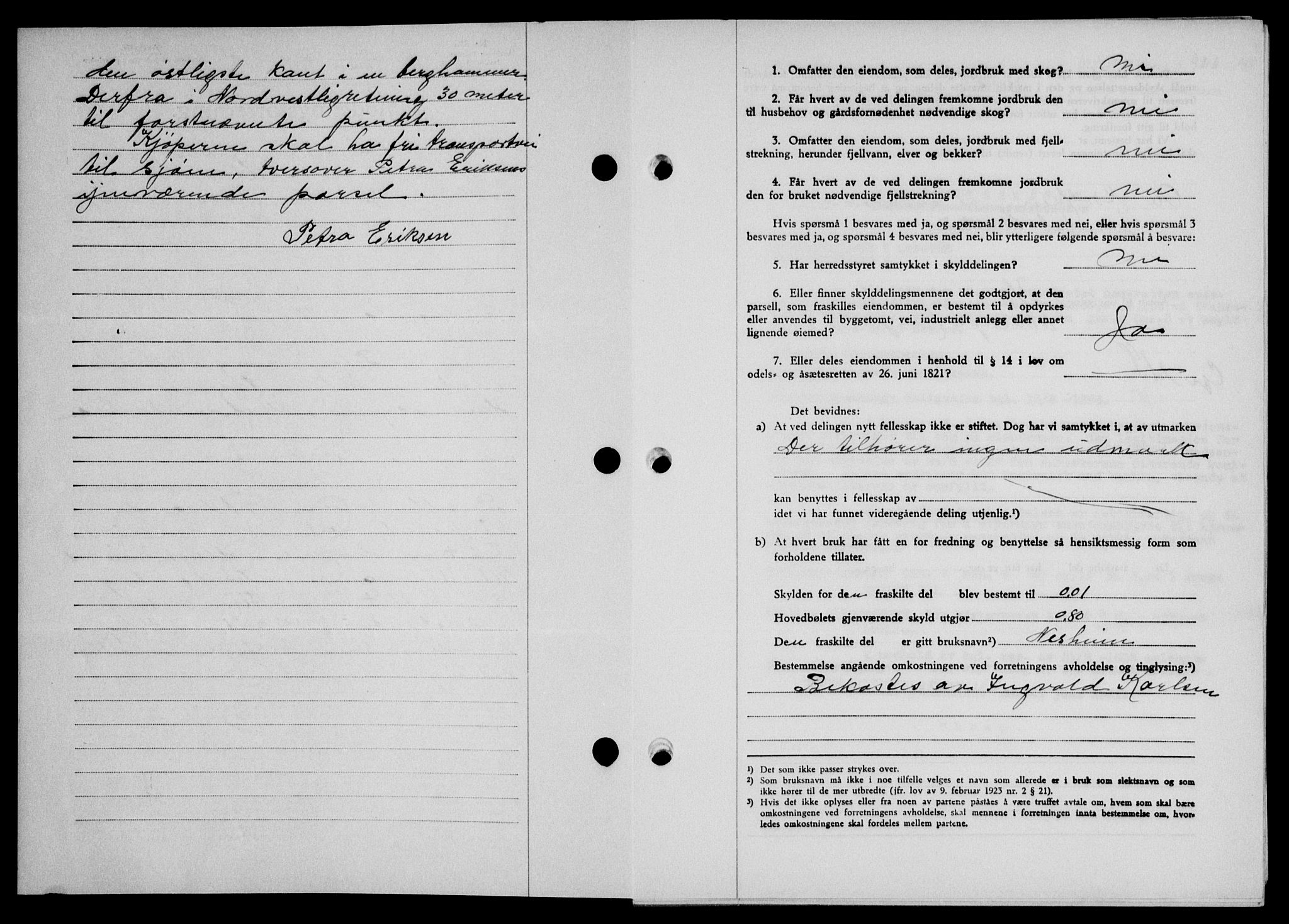 Lofoten sorenskriveri, SAT/A-0017/1/2/2C/L0008a: Mortgage book no. 8a, 1940-1941, Diary no: : 921/1941