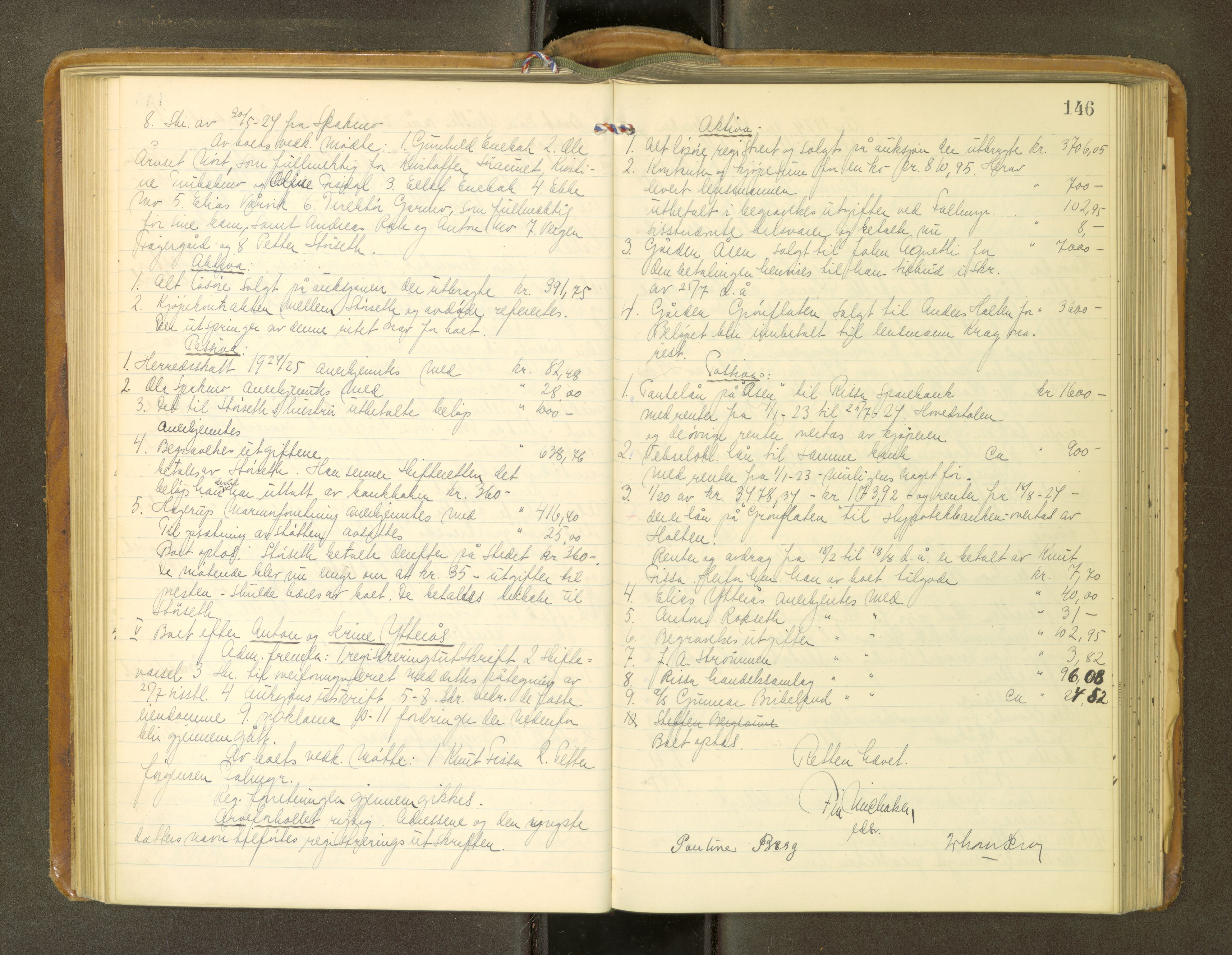 Fosen sorenskriveri, AV/SAT-A-1107/1/3/3B/L0013: Skiftebehandlingsprotokoll, 1923-1927, p. 146