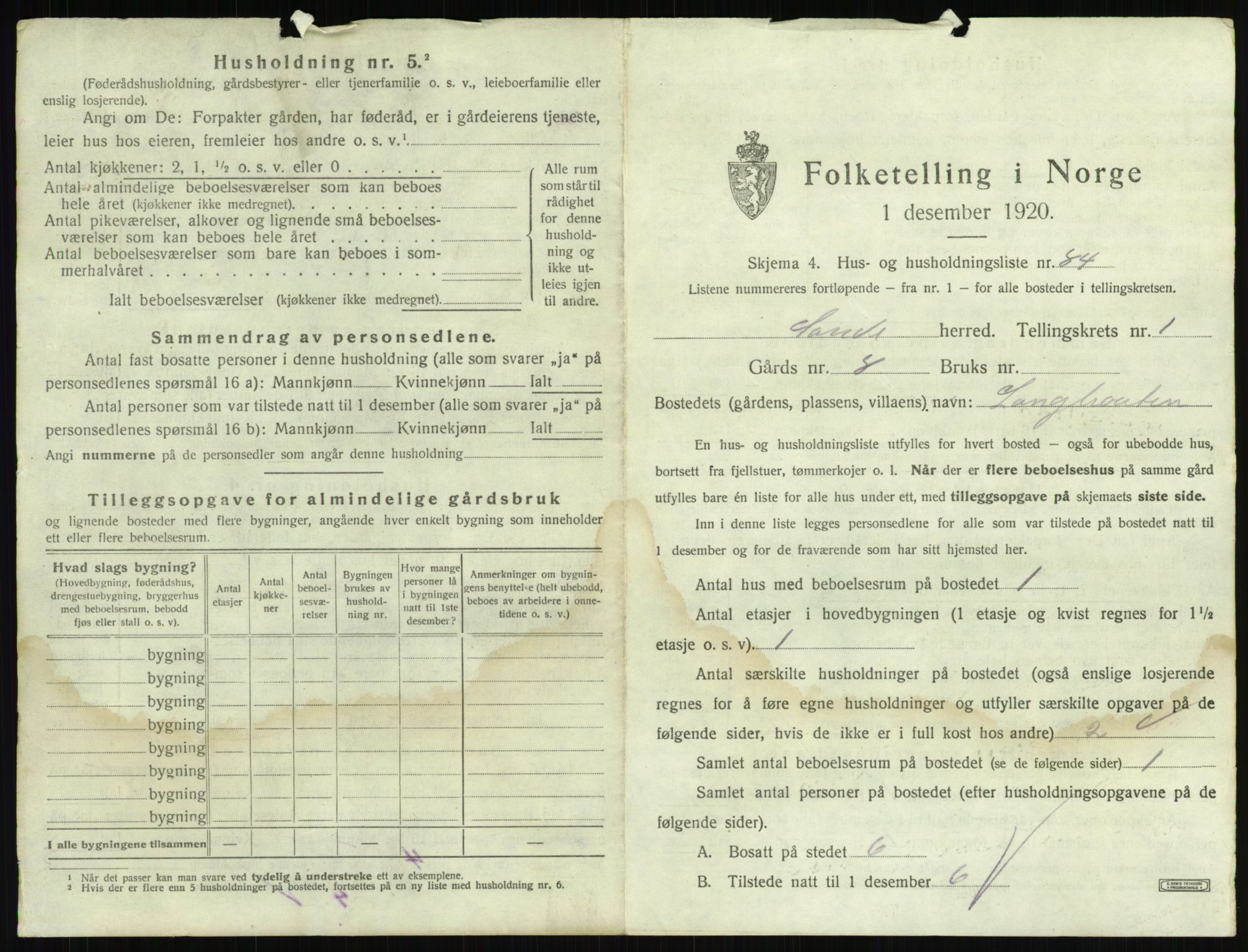 SAKO, 1920 census for Sande, 1920, p. 205