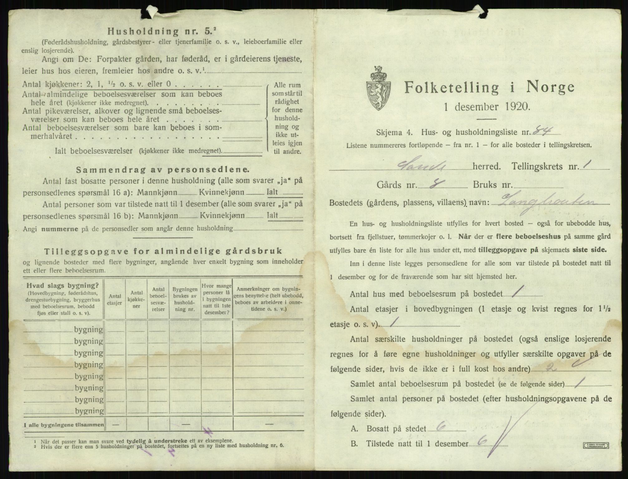 SAKO, 1920 census for Sande, 1920, p. 205