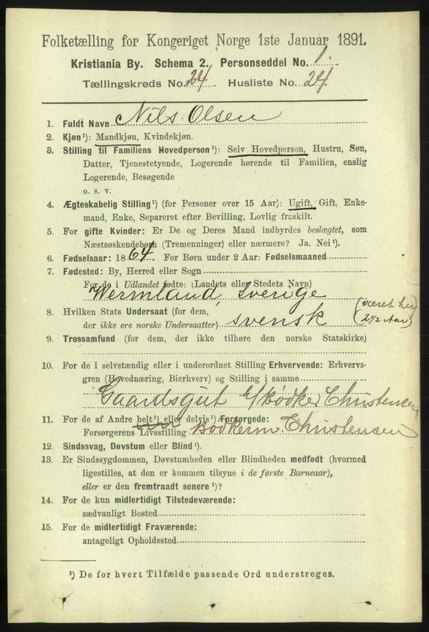 RA, 1891 census for 0301 Kristiania, 1891, p. 12114