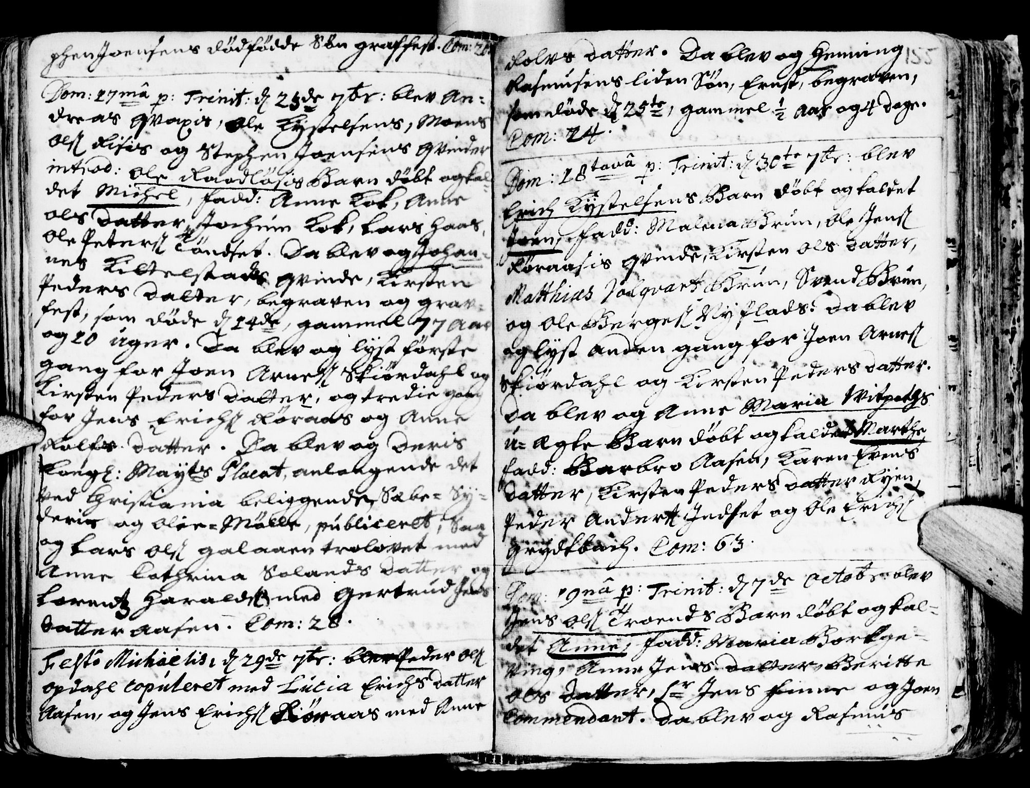 Ministerialprotokoller, klokkerbøker og fødselsregistre - Sør-Trøndelag, SAT/A-1456/681/L0924: Parish register (official) no. 681A02, 1720-1731, p. 154-155