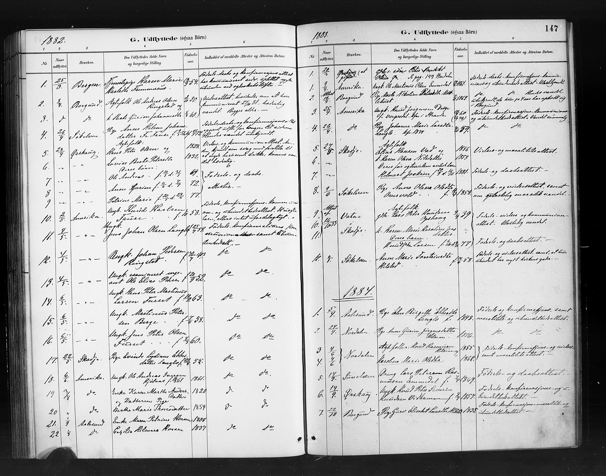 Ministerialprotokoller, klokkerbøker og fødselsregistre - Møre og Romsdal, SAT/A-1454/520/L0283: Parish register (official) no. 520A12, 1882-1898, p. 147