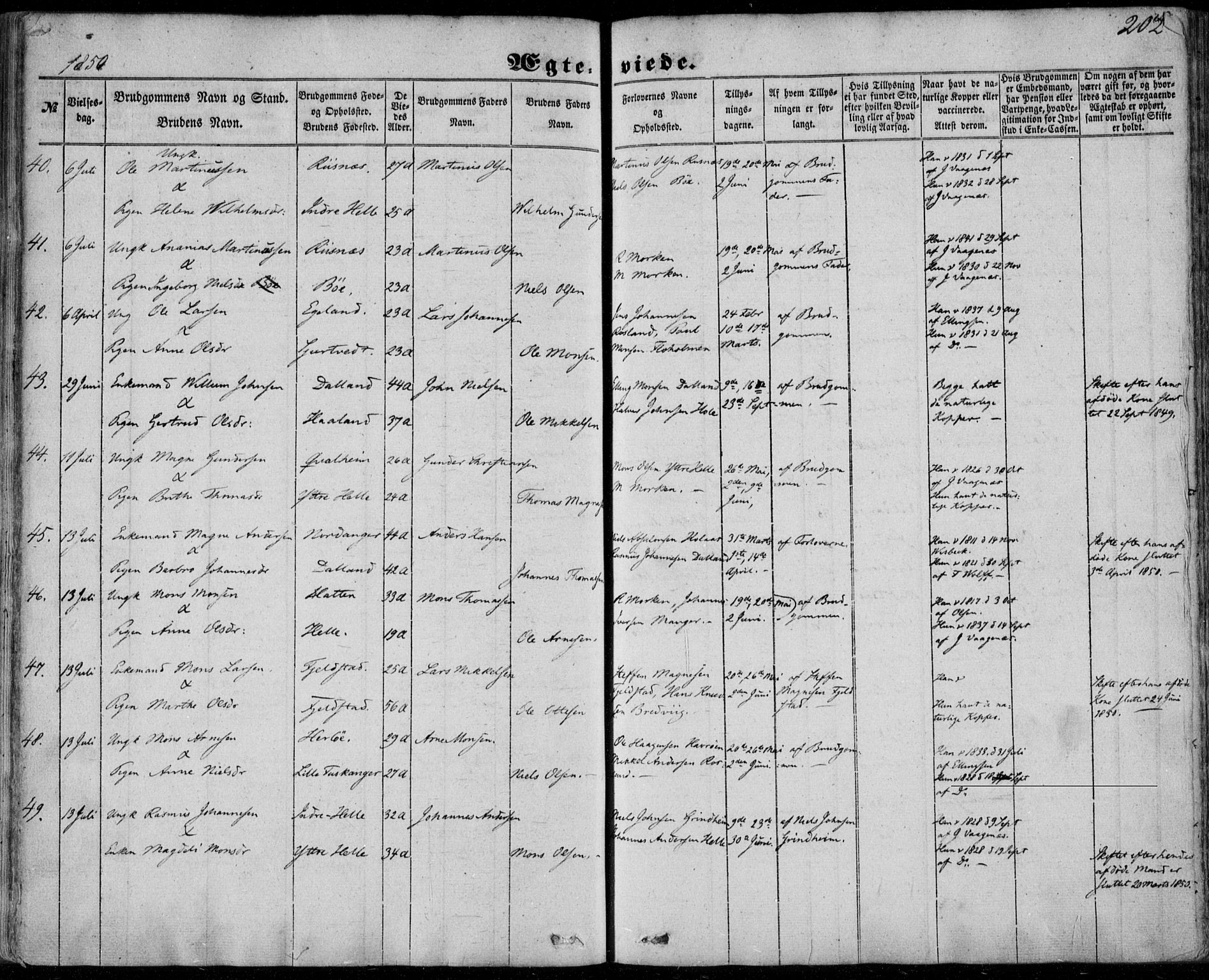 Manger sokneprestembete, AV/SAB-A-76801/H/Haa: Parish register (official) no. A 6, 1849-1859, p. 202