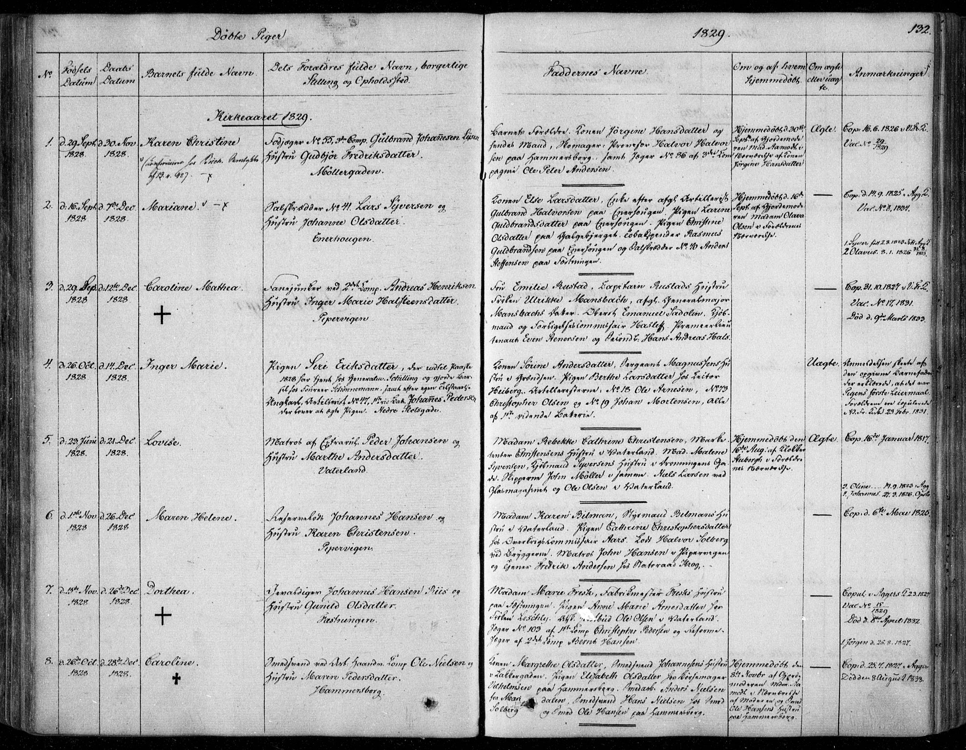 Garnisonsmenigheten Kirkebøker, SAO/A-10846/F/Fa/L0006: Parish register (official) no. 6, 1828-1841, p. 132