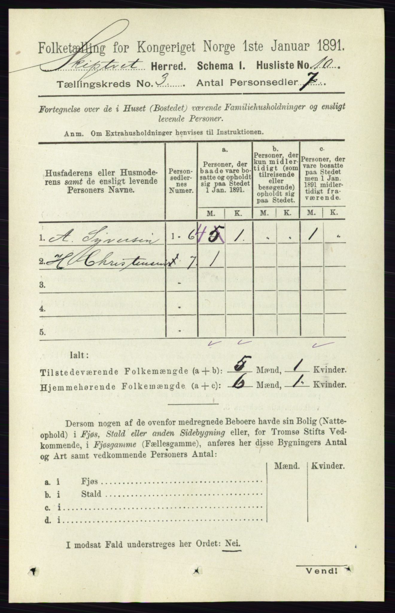 RA, 1891 census for 0127 Skiptvet, 1891, p. 1140