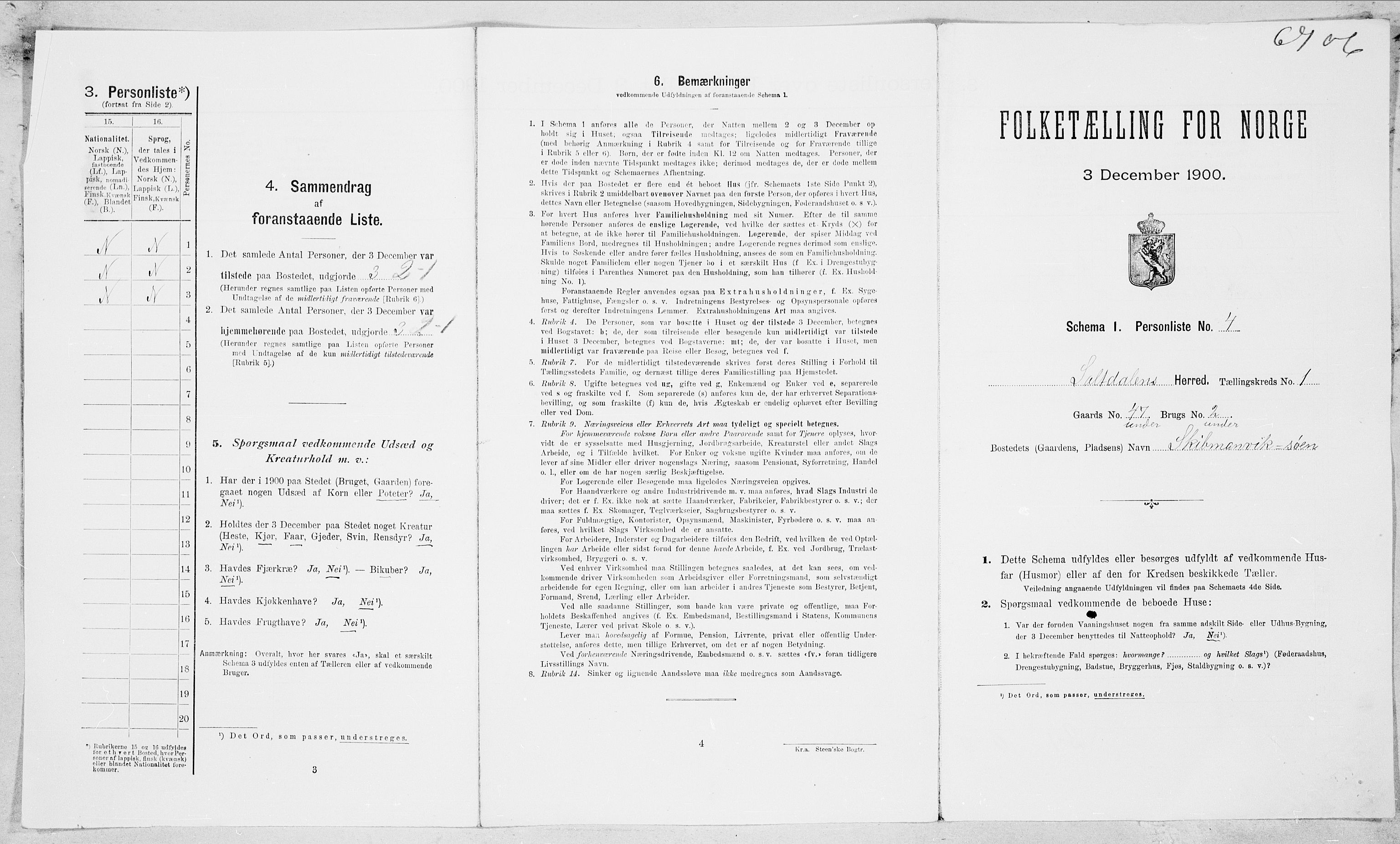 SAT, 1900 census for Saltdal, 1900, p. 24