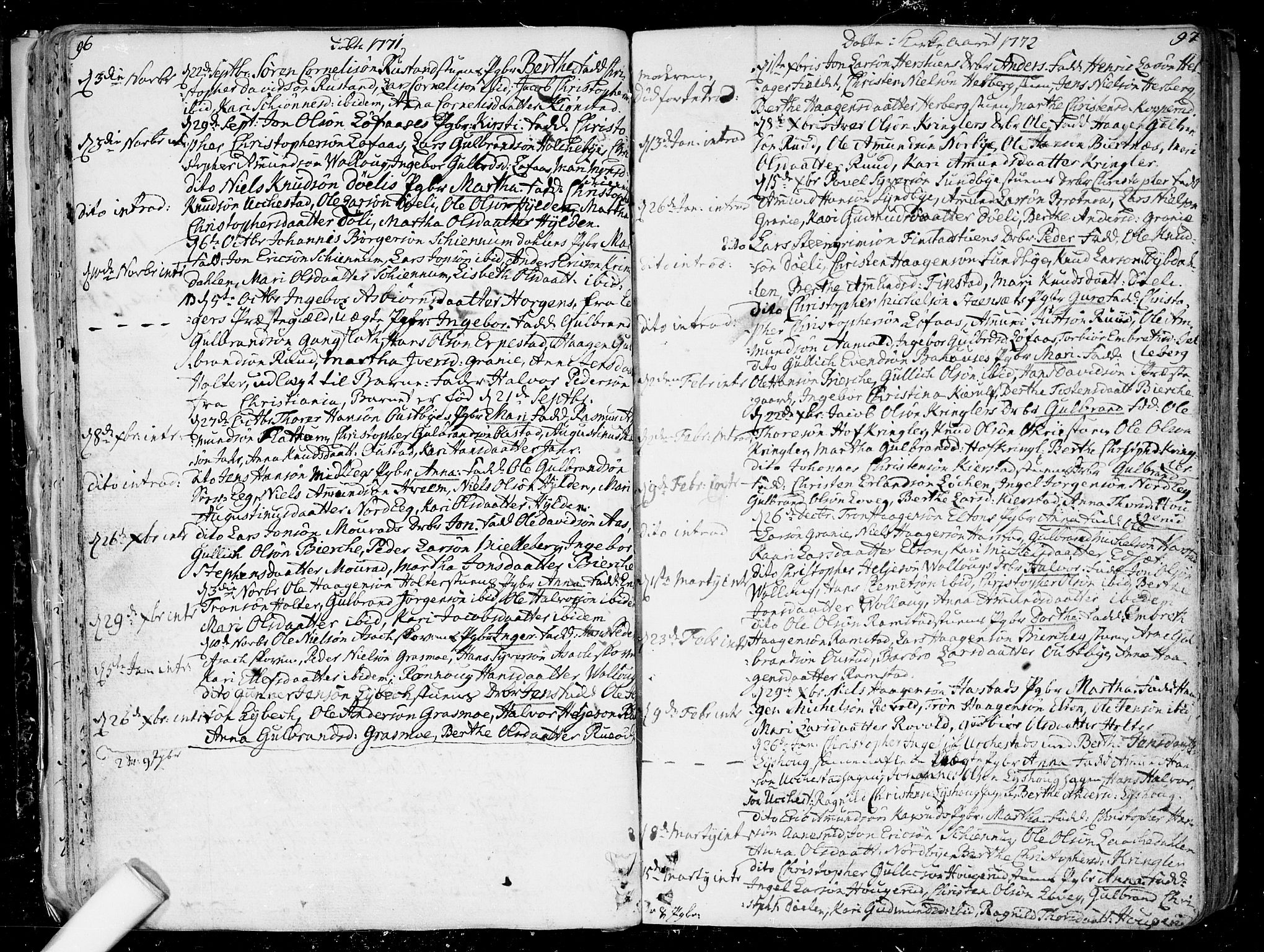 Nannestad prestekontor Kirkebøker, SAO/A-10414a/F/Fa/L0007: Parish register (official) no. I 7, 1754-1791, p. 96-97