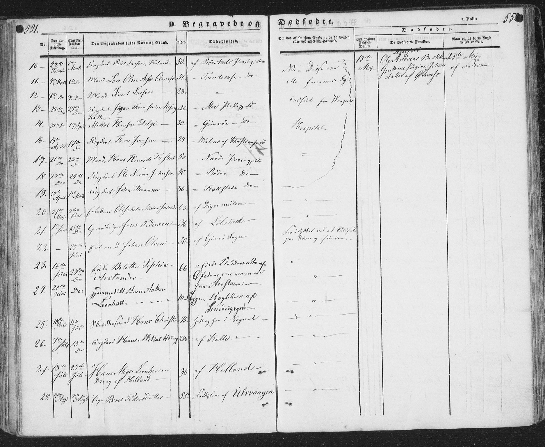 Ministerialprotokoller, klokkerbøker og fødselsregistre - Nordland, AV/SAT-A-1459/874/L1072: Parish register (copy) no. 874C01, 1843-1859, p. 551-552