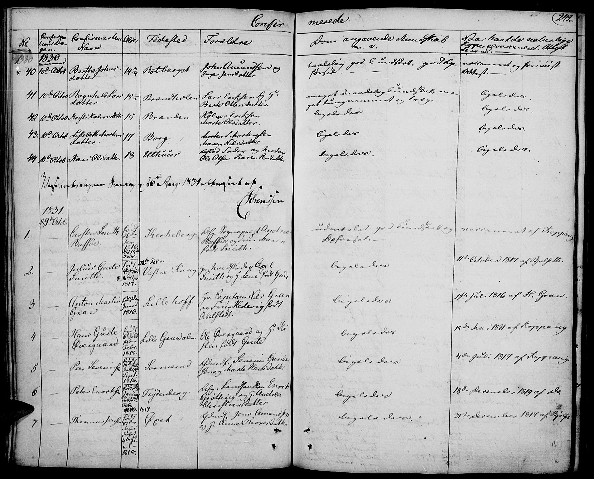Elverum prestekontor, SAH/PREST-044/H/Ha/Haa/L0008: Parish register (official) no. 8, 1830-1842, p. 242