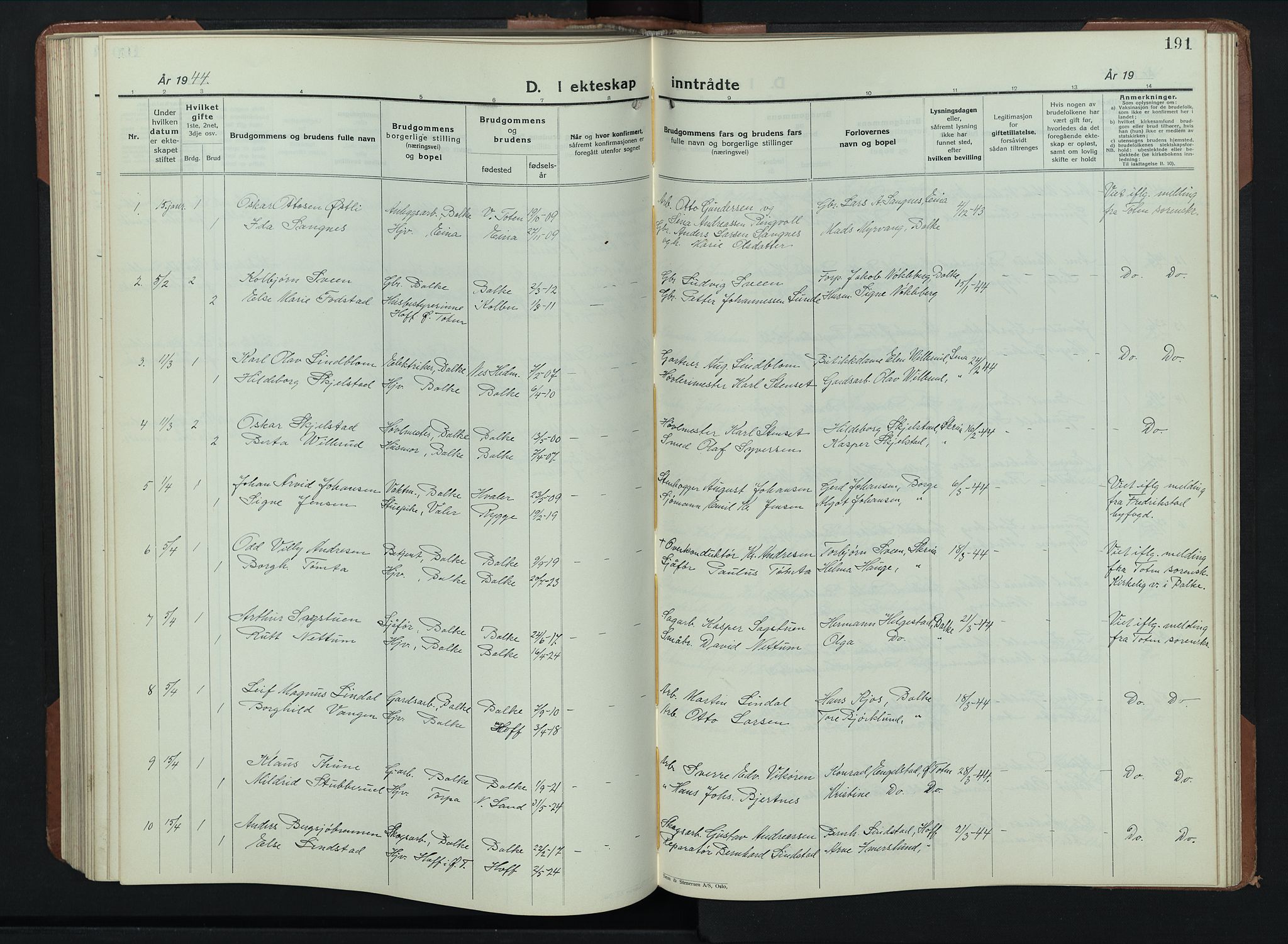 Balke prestekontor, AV/SAH-PREST-106/H/Ha/Hab/L0002: Parish register (copy) no. 2, 1929-1951, p. 191