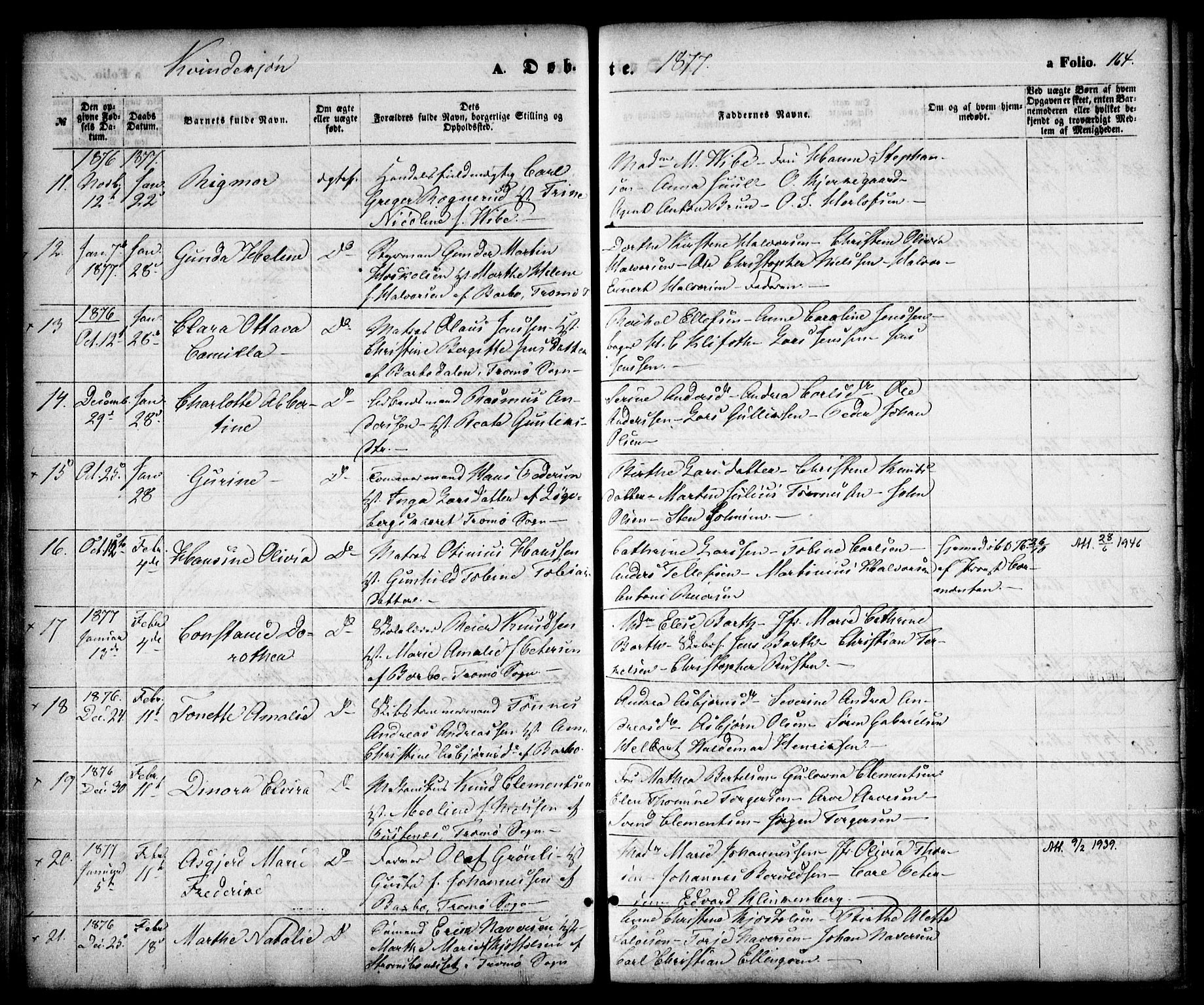 Arendal sokneprestkontor, Trefoldighet, SAK/1111-0040/F/Fa/L0007: Parish register (official) no. A 7, 1868-1878, p. 164