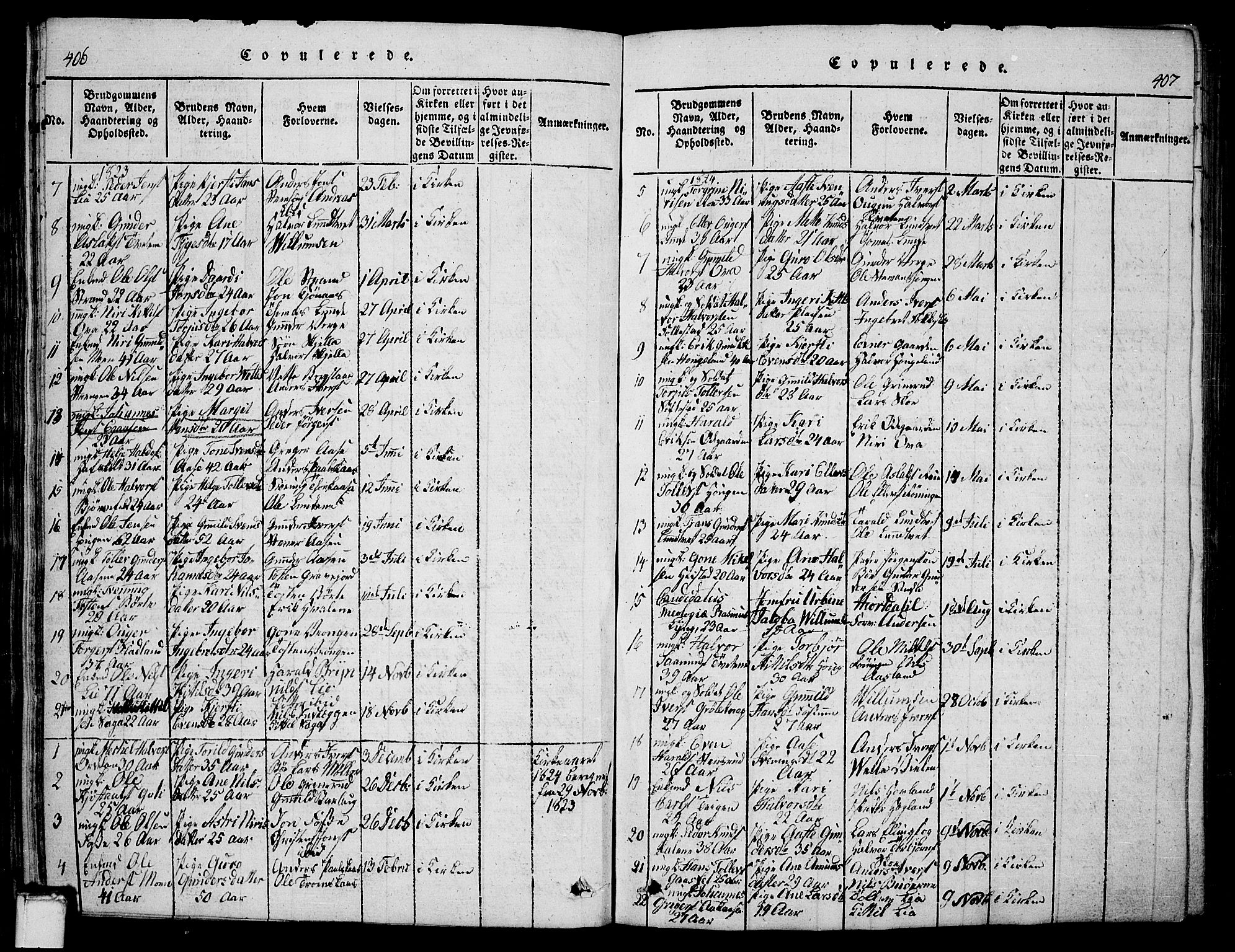 Bø kirkebøker, SAKO/A-257/G/Ga/L0001: Parish register (copy) no. 1, 1815-1831, p. 406-407