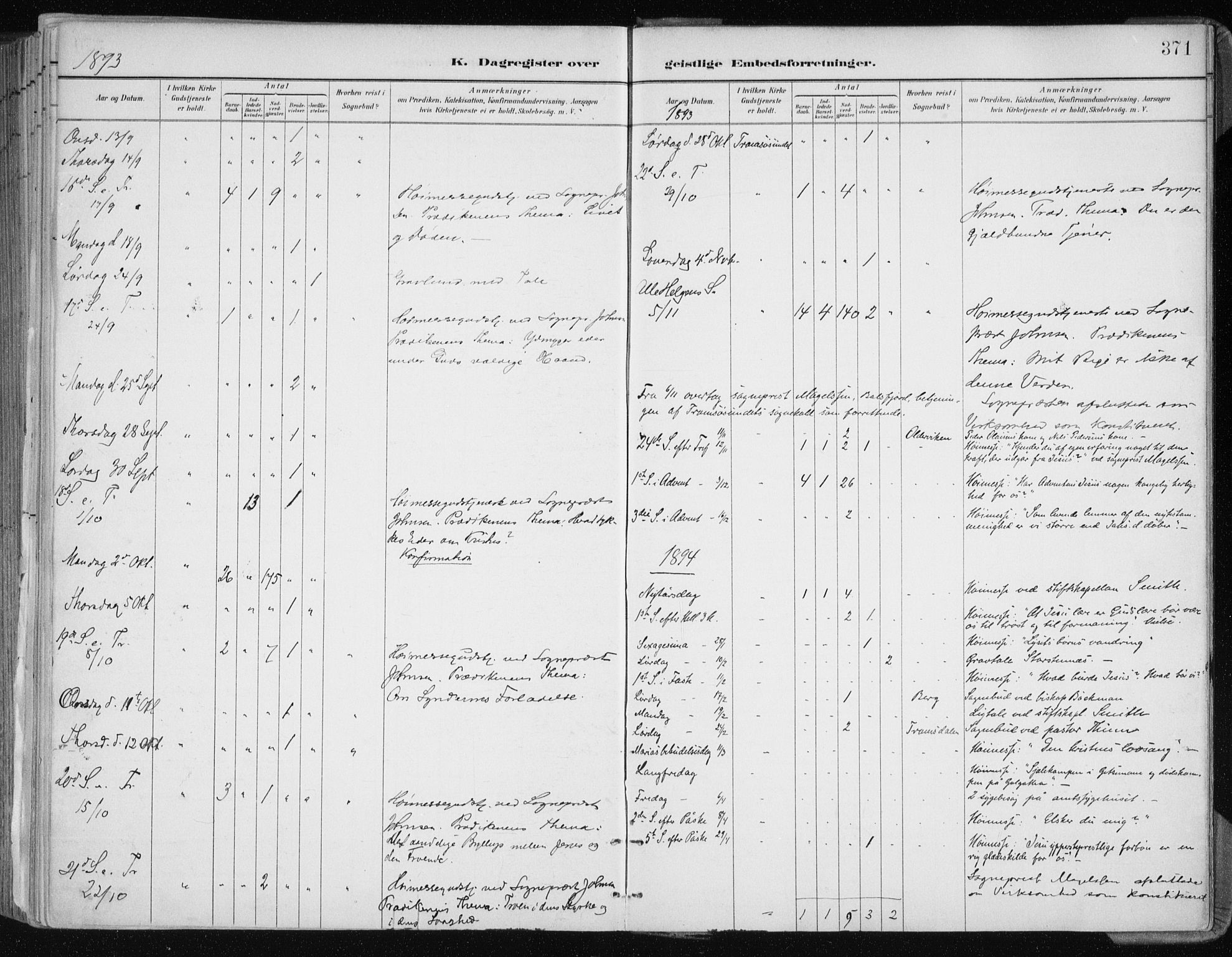 Tromsøysund sokneprestkontor, AV/SATØ-S-1304/G/Ga/L0005kirke: Parish register (official) no. 5, 1888-1896, p. 371