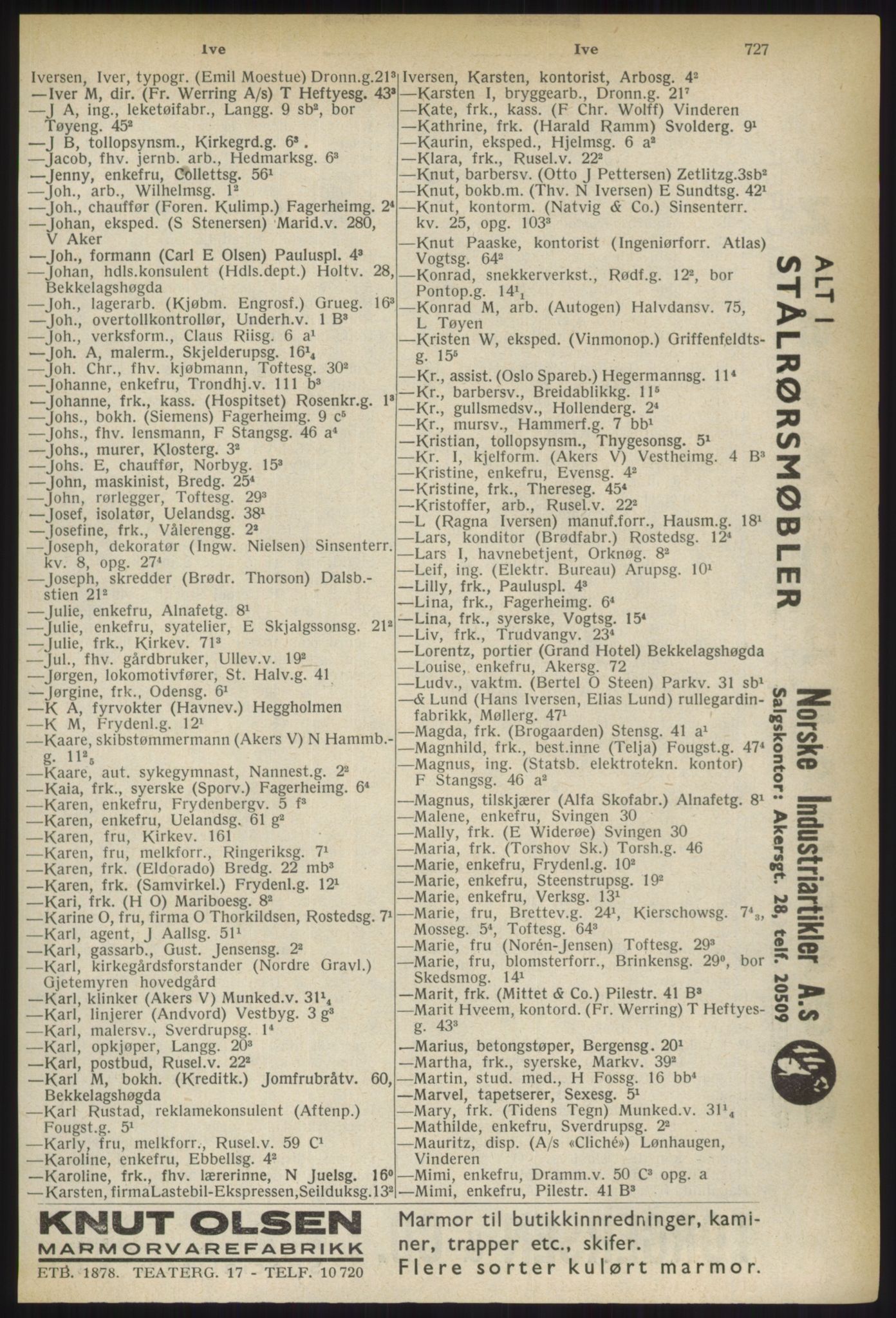 Kristiania/Oslo adressebok, PUBL/-, 1937, p. 727