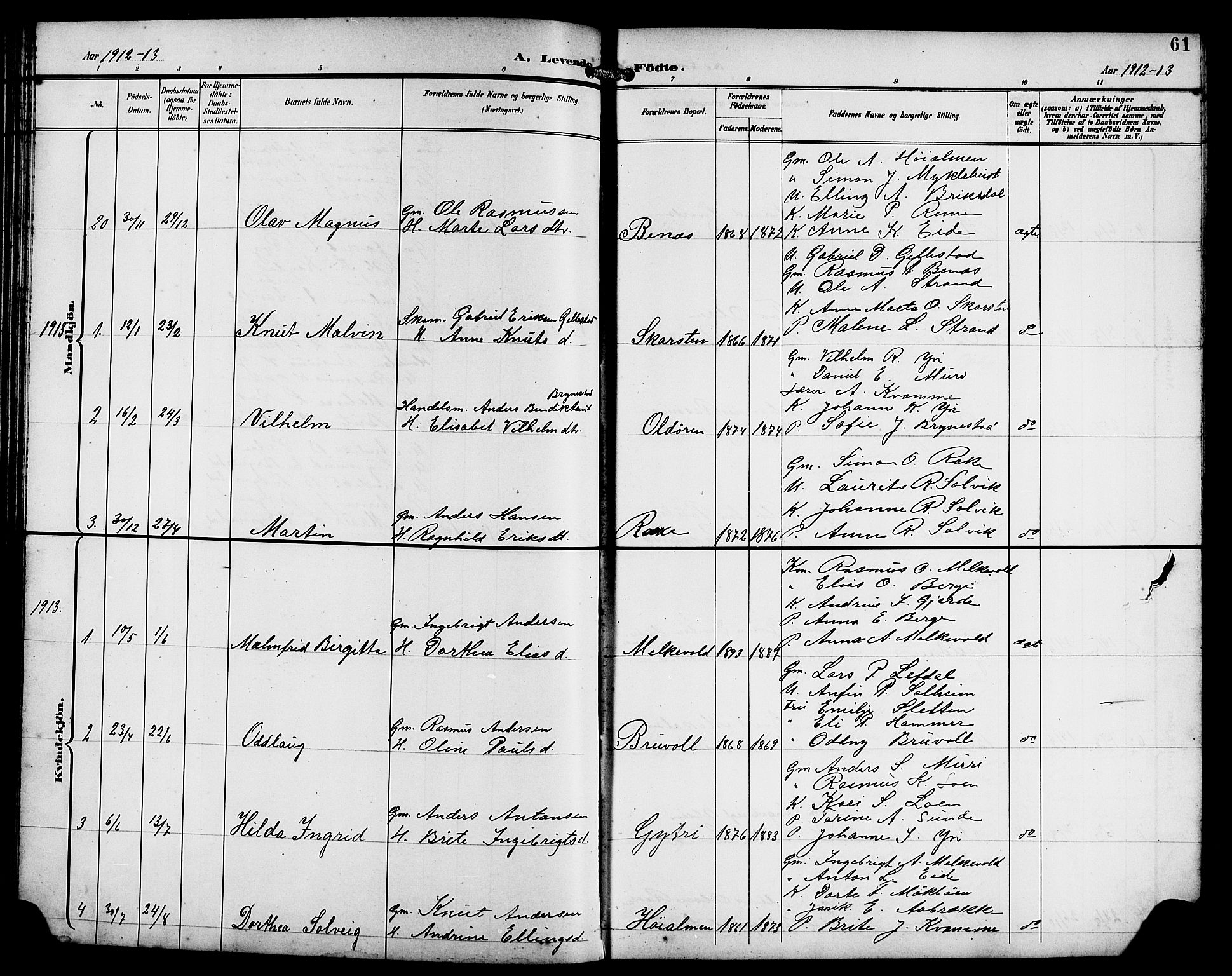 Innvik sokneprestembete, AV/SAB-A-80501: Parish register (copy) no. B 4, 1898-1916, p. 61