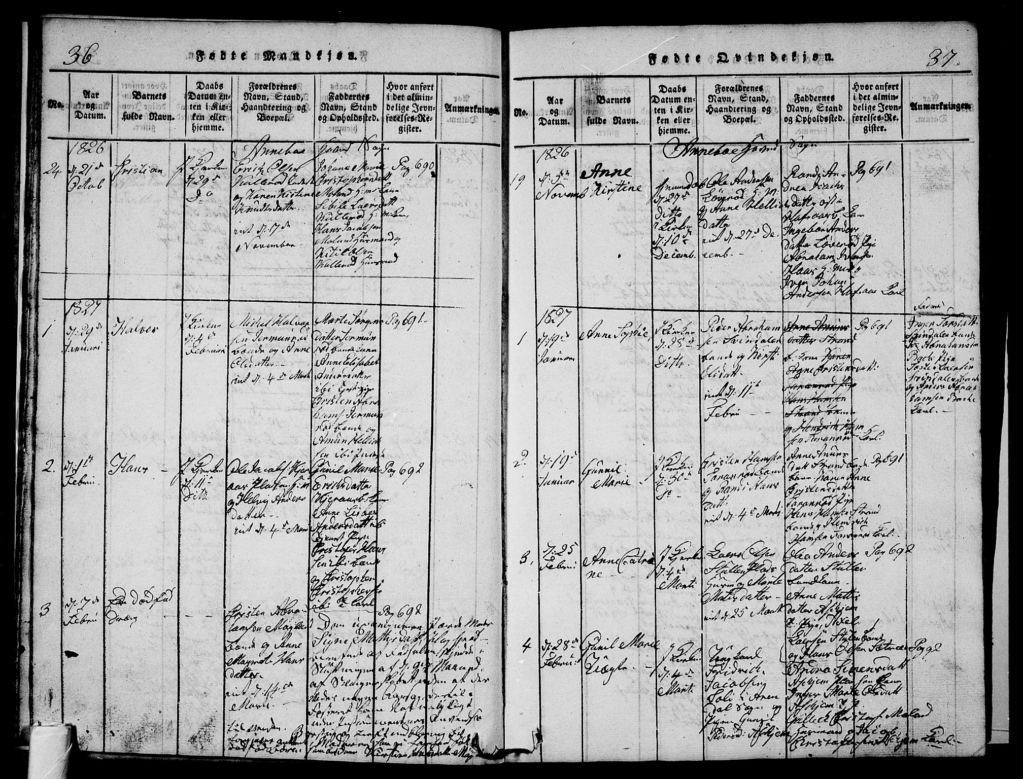 Andebu kirkebøker, AV/SAKO-A-336/G/Ga/L0002: Parish register (copy) no. I 2 /1, 1823-1832, p. 36-37