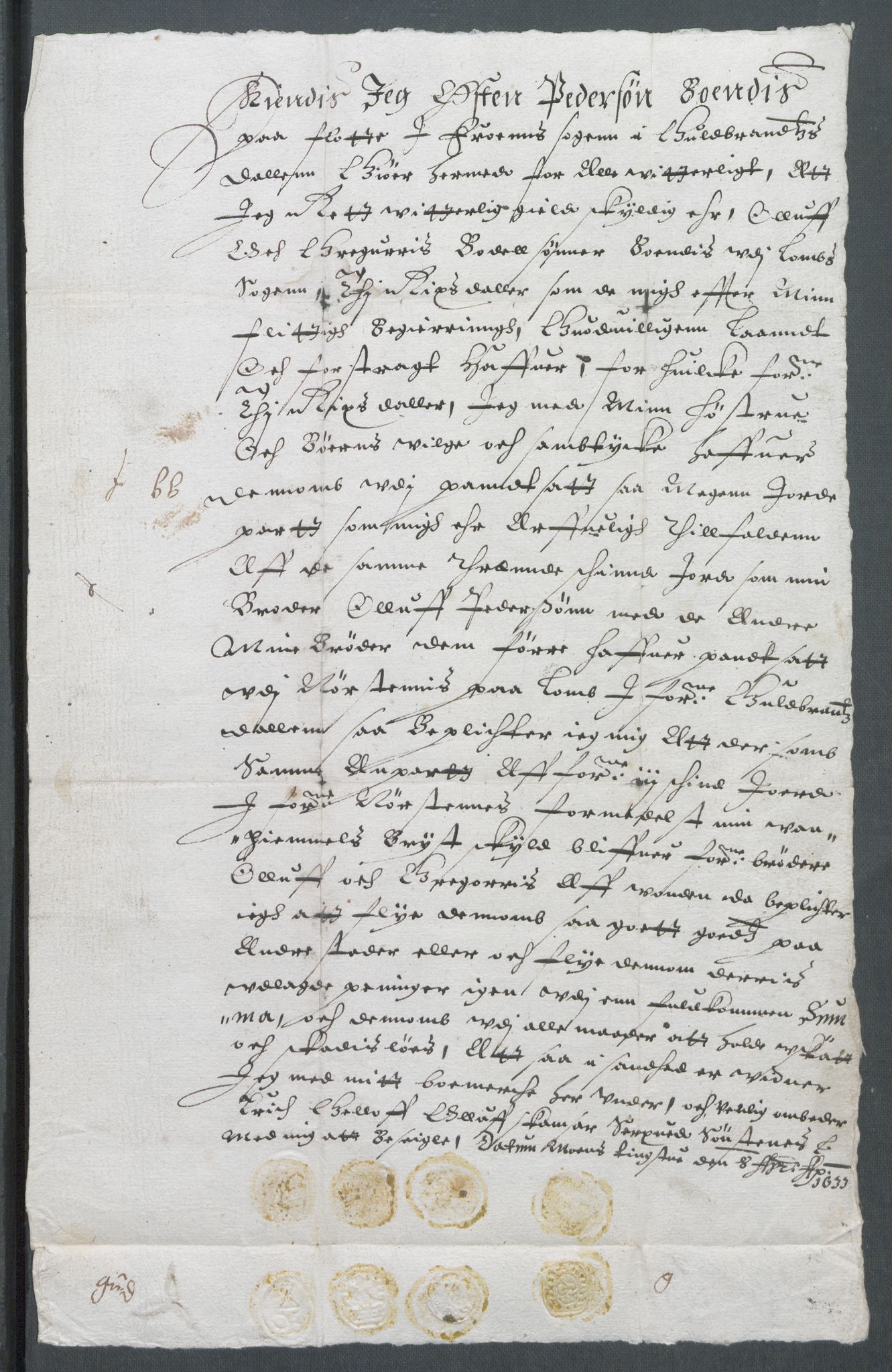 Riksarkivets diplomsamling, RA/EA-5965/F02/L0144: Dokumenter, 1633, p. 21