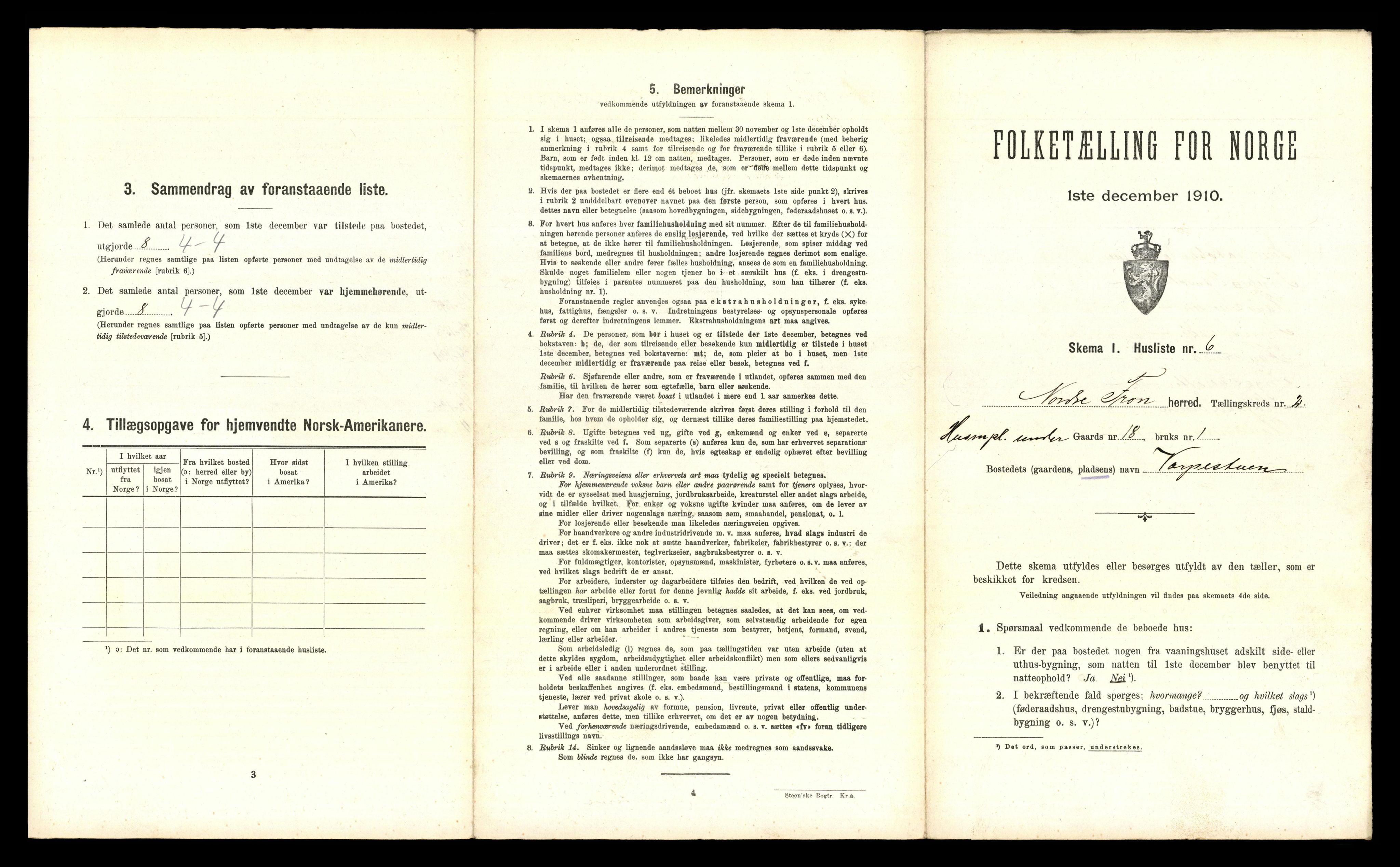 RA, 1910 census for Nord-Fron, 1910, p. 208