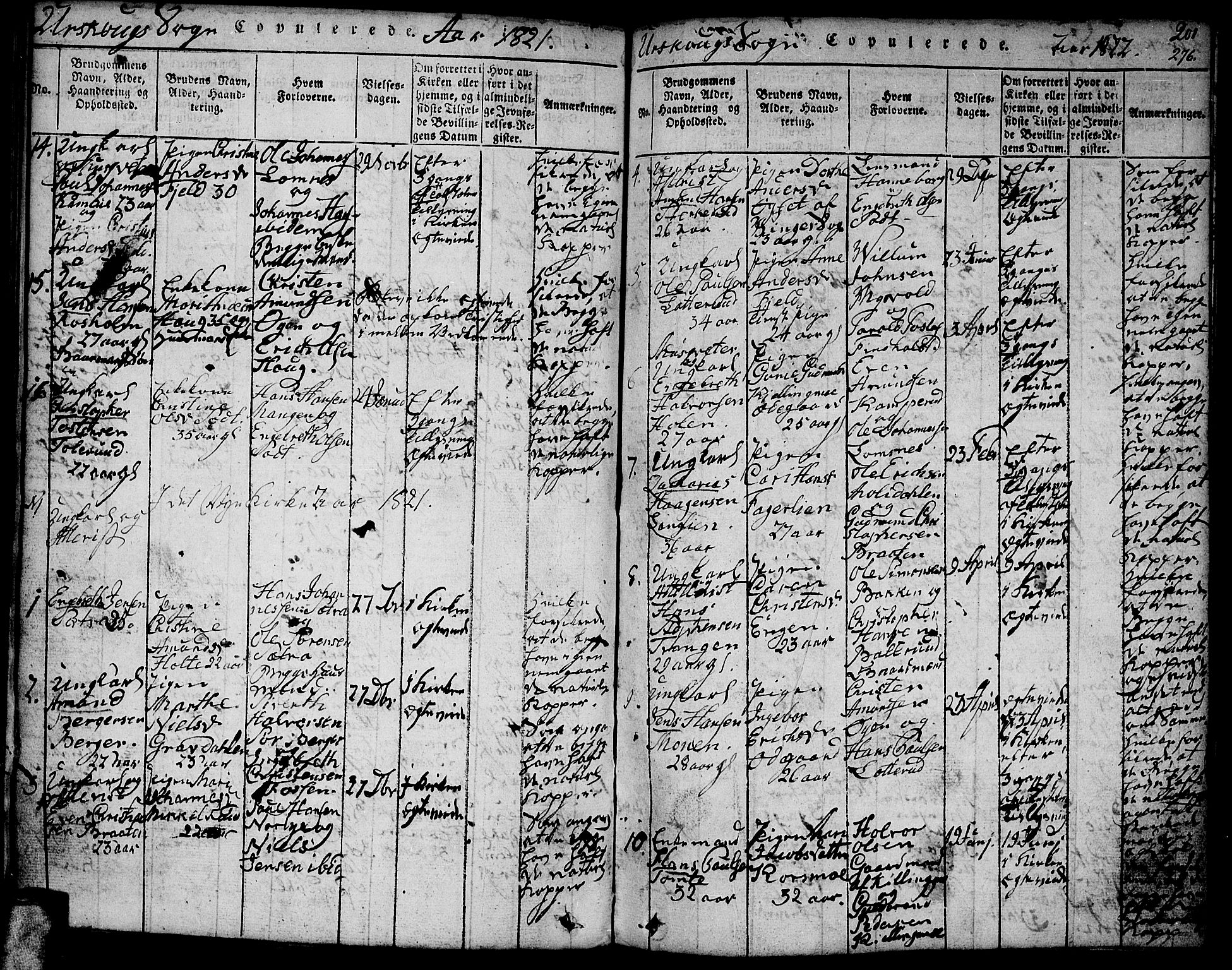 Aurskog prestekontor Kirkebøker, SAO/A-10304a/F/Fa/L0005: Parish register (official) no. I 5, 1814-1829, p. 276