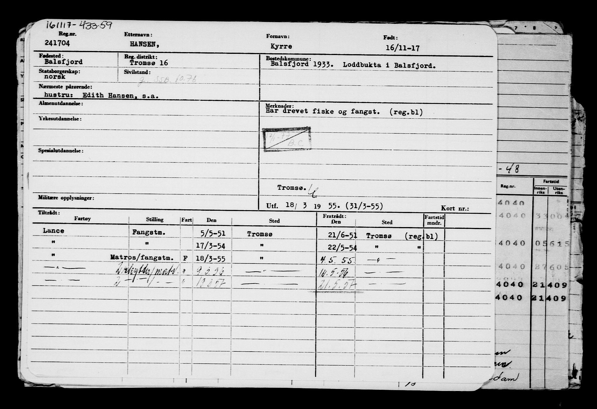 Direktoratet for sjømenn, AV/RA-S-3545/G/Gb/L0153: Hovedkort, 1917, p. 258