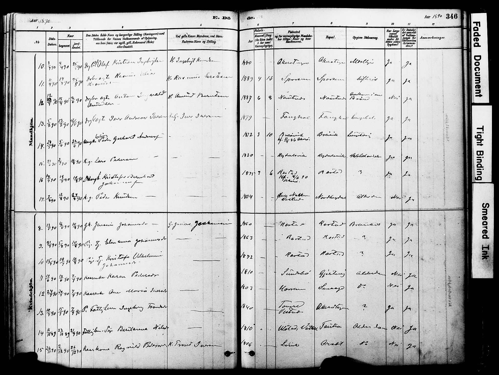 Ministerialprotokoller, klokkerbøker og fødselsregistre - Møre og Romsdal, SAT/A-1454/560/L0721: Parish register (official) no. 560A05, 1878-1917, p. 346