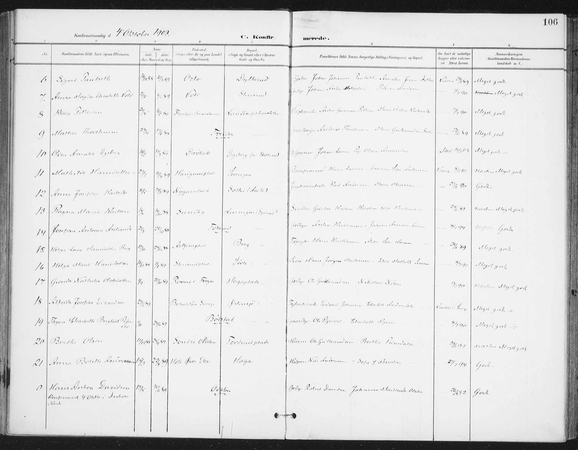 Ås prestekontor Kirkebøker, AV/SAO-A-10894/F/Fa/L0010: Parish register (official) no. I 10, 1900-1918, p. 106