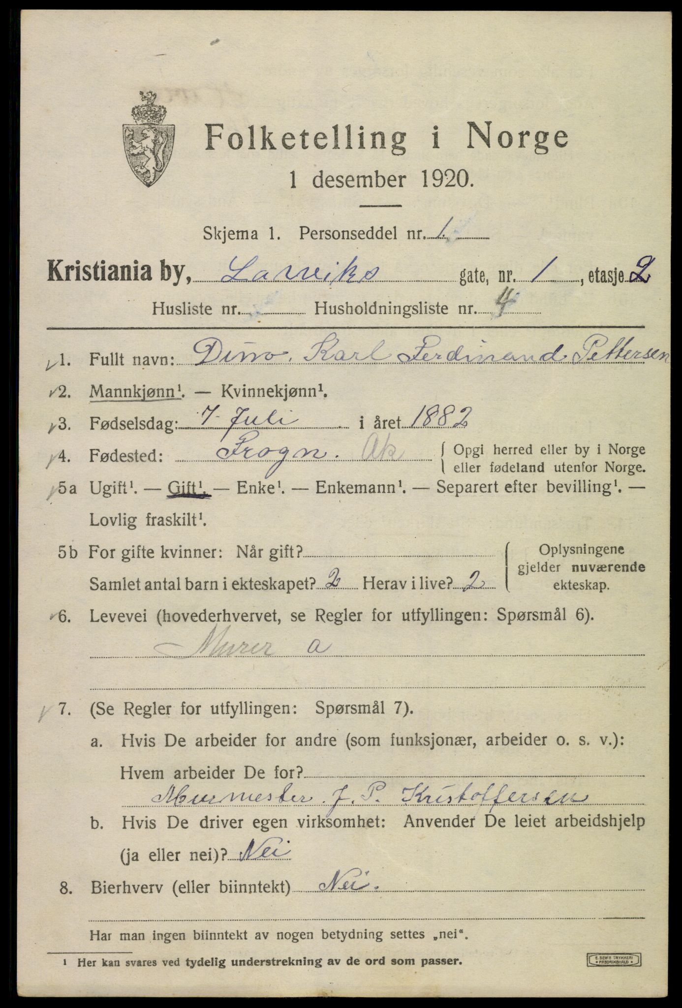 SAO, 1920 census for Kristiania, 1920, p. 361425