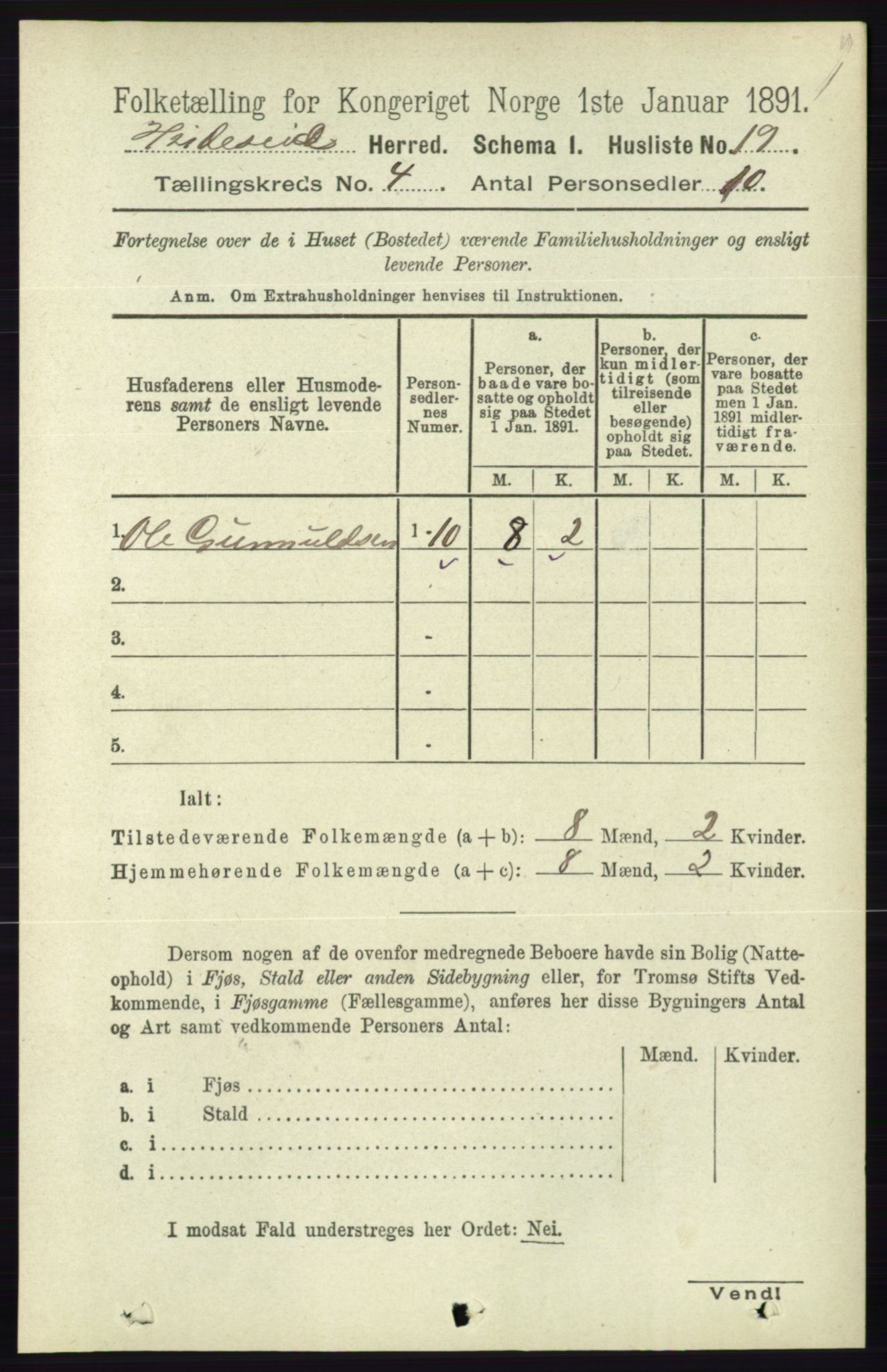 RA, 1891 census for 0829 Kviteseid, 1891, p. 723