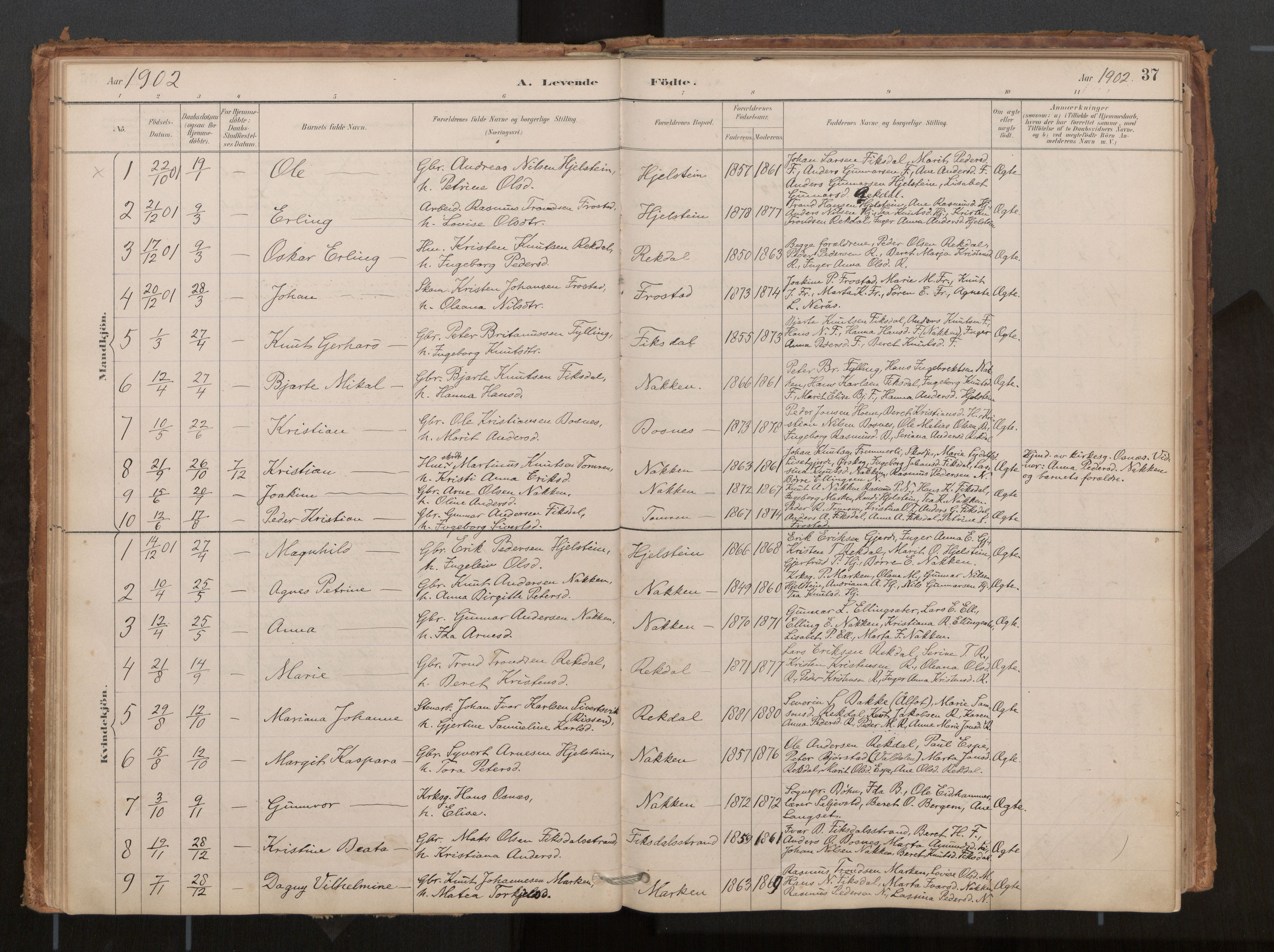 Ministerialprotokoller, klokkerbøker og fødselsregistre - Møre og Romsdal, AV/SAT-A-1454/540/L0540a: Parish register (official) no. 540A02, 1884-1908, p. 37