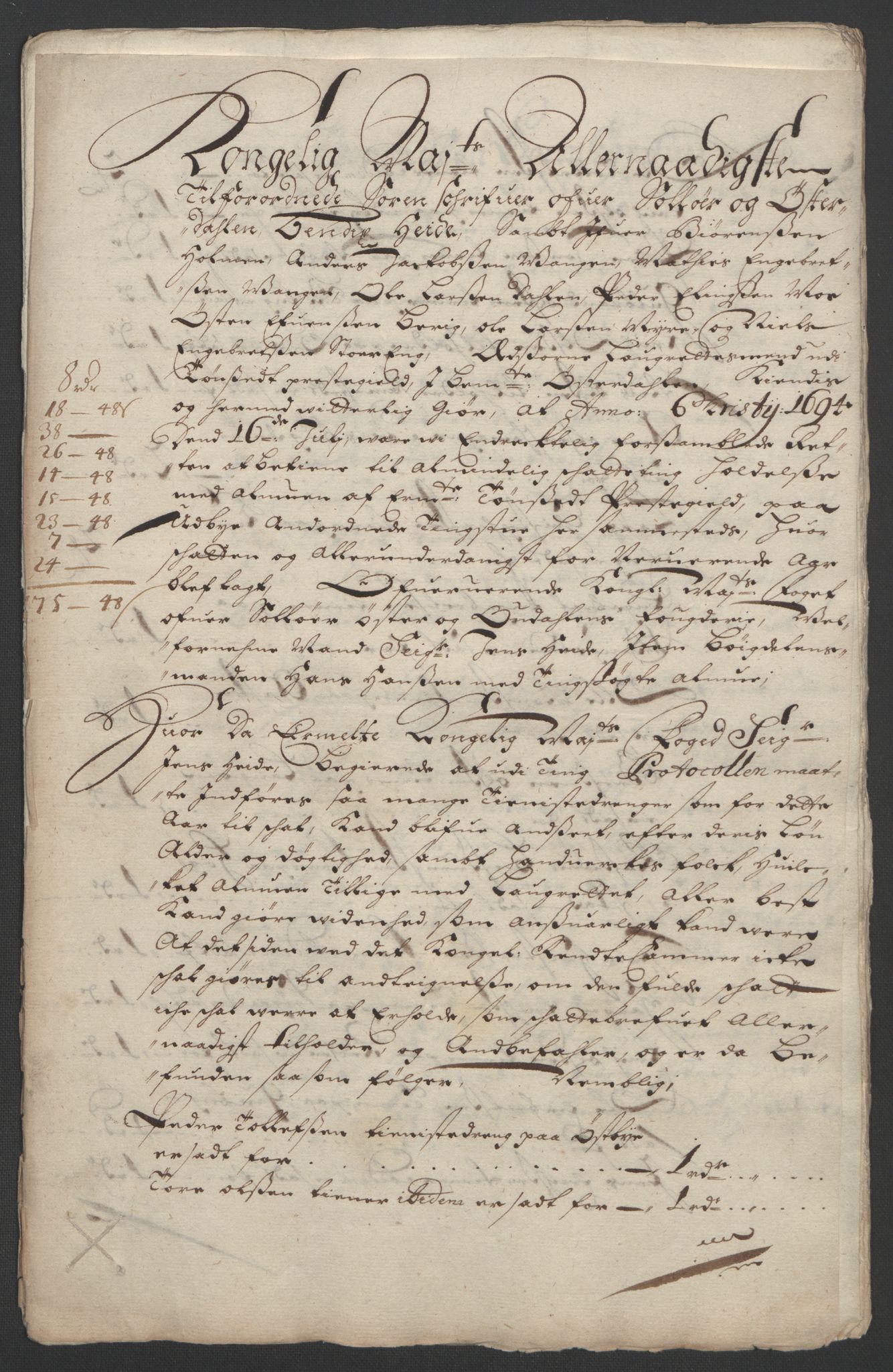 Rentekammeret inntil 1814, Reviderte regnskaper, Fogderegnskap, RA/EA-4092/R13/L0832: Fogderegnskap Solør, Odal og Østerdal, 1694, p. 261