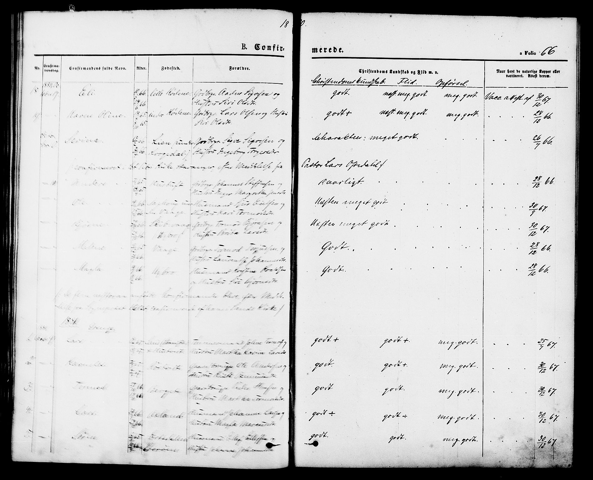 Vikedal sokneprestkontor, AV/SAST-A-101840/01/IV: Parish register (official) no. A 9, 1868-1885, p. 66