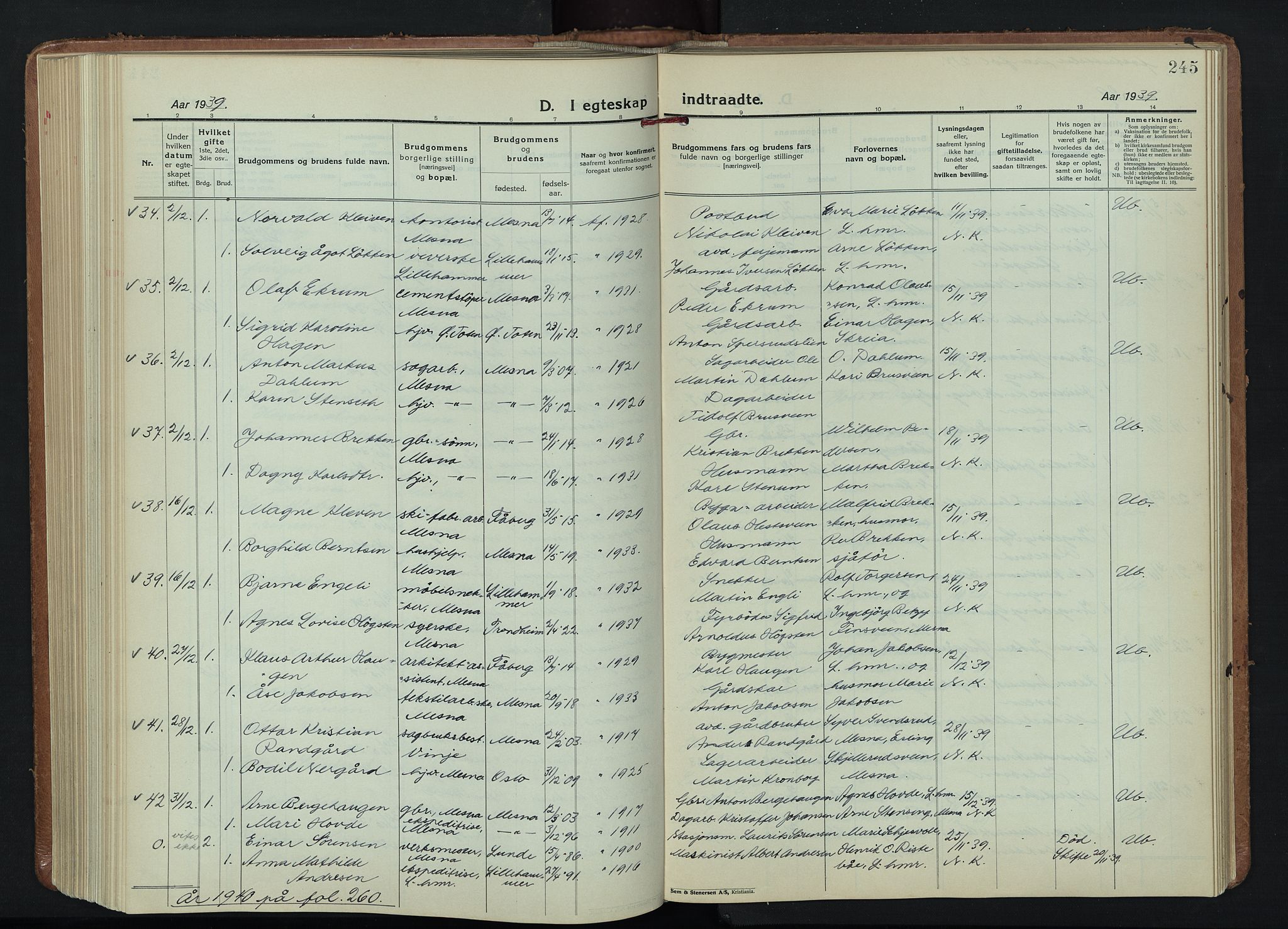 Fåberg prestekontor, AV/SAH-PREST-086/H/Ha/Hab/L0015: Parish register (copy) no. 15, 1924-1949, p. 245