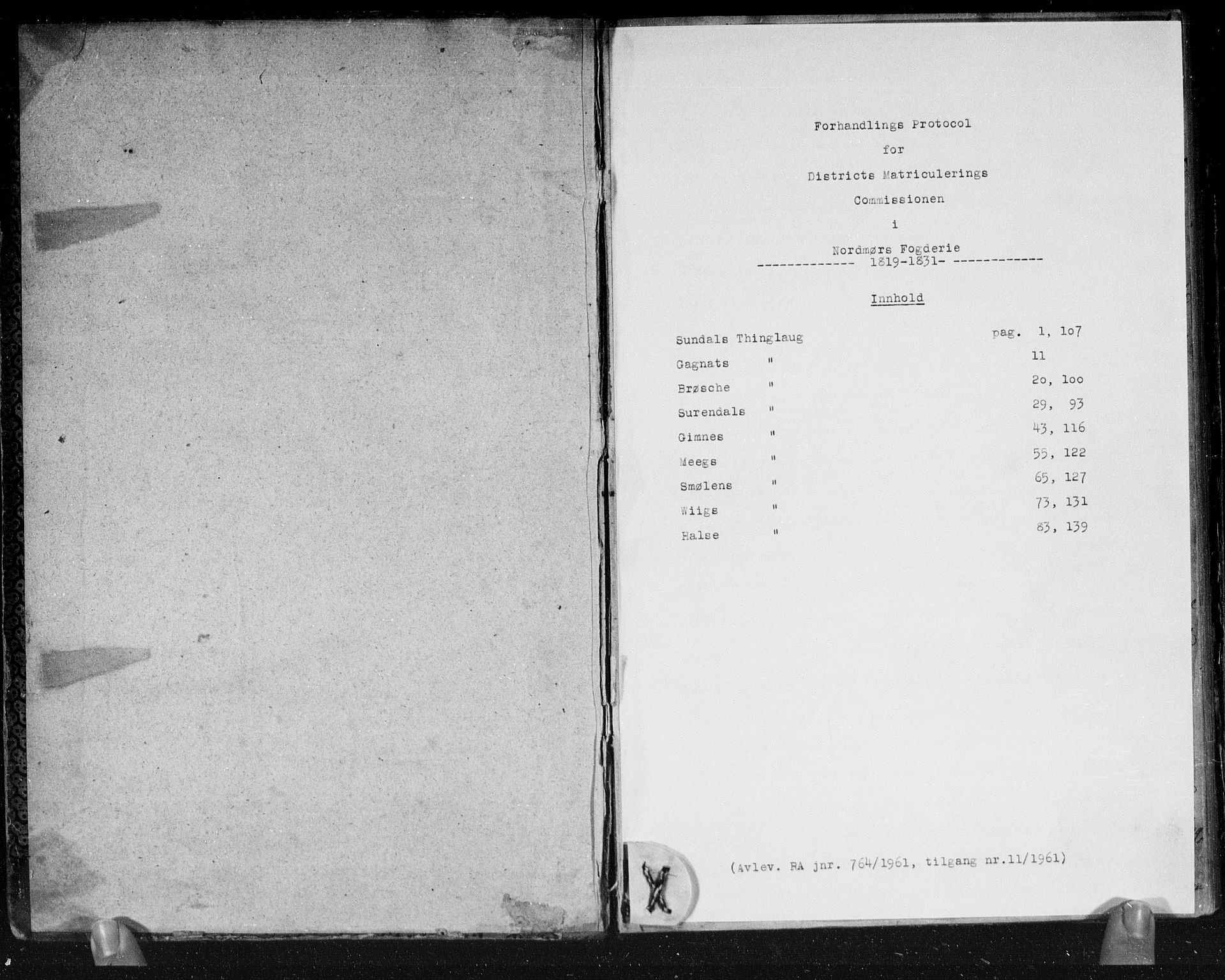 Hovedmatrikkelkommisjonen, AV/RA-S-1529, 1819-1831