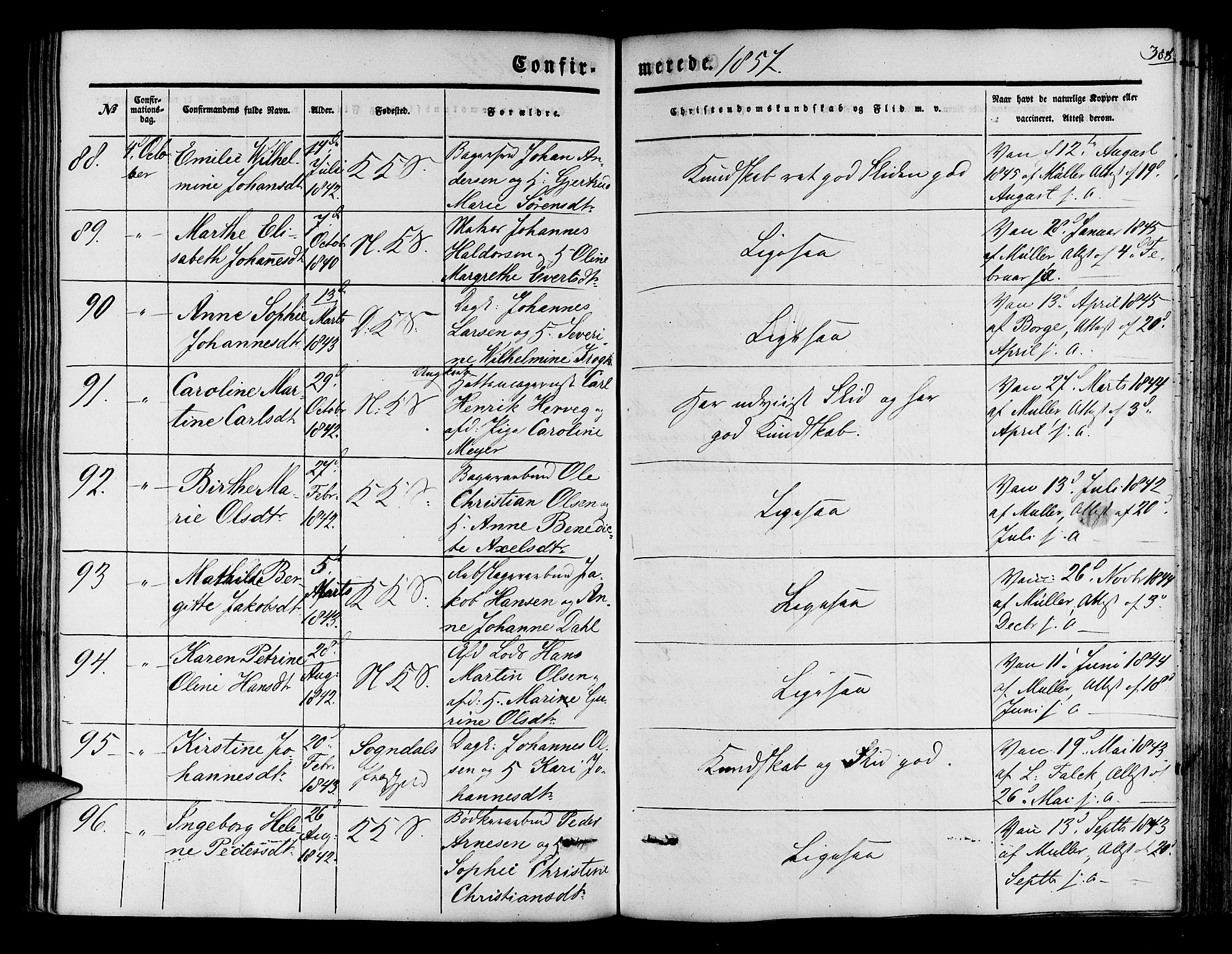 Korskirken sokneprestembete, AV/SAB-A-76101/H/Hab: Parish register (copy) no. C 1, 1839-1868, p. 308