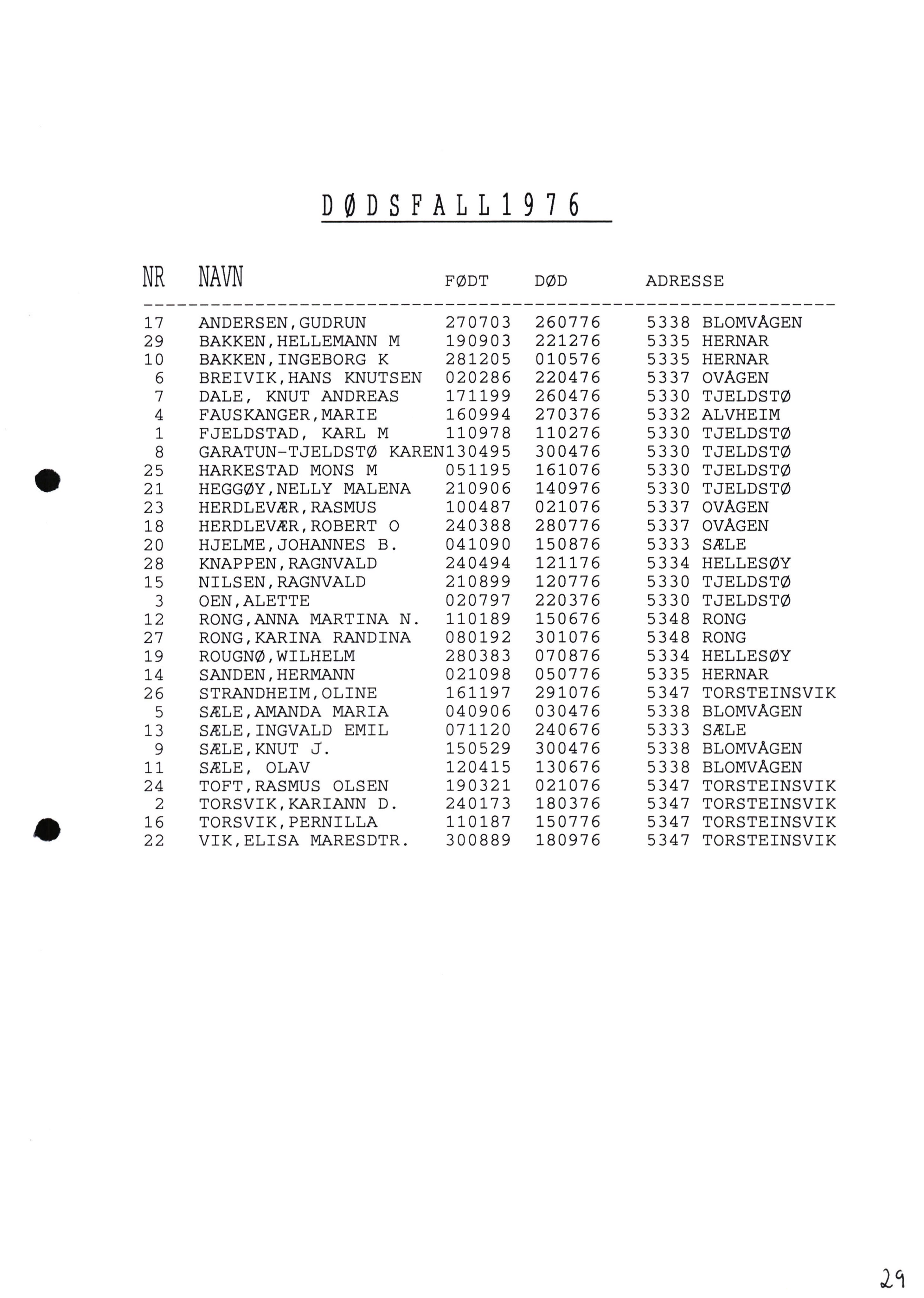 Lensmannen i Øygarden, AV/SAB-A-100155/0006/L0002: Dødsfallprotokoll, 1973-1989, p. 7