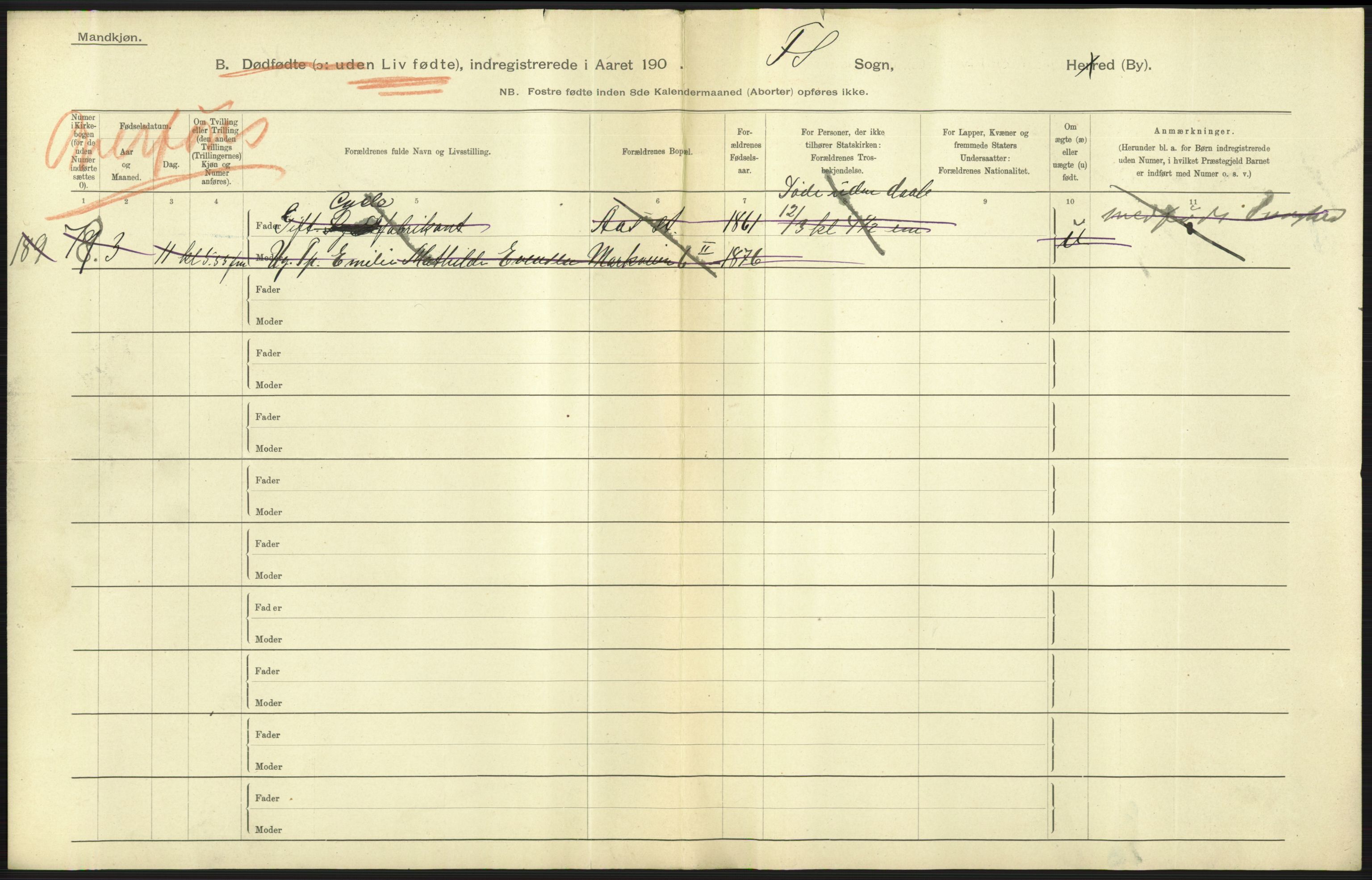 Statistisk sentralbyrå, Sosiodemografiske emner, Befolkning, AV/RA-S-2228/D/Df/Dfa/Dfaa/L0026: Smålenenes - Finnmarkens amt: Dødfødte. Byer., 1903, p. 87